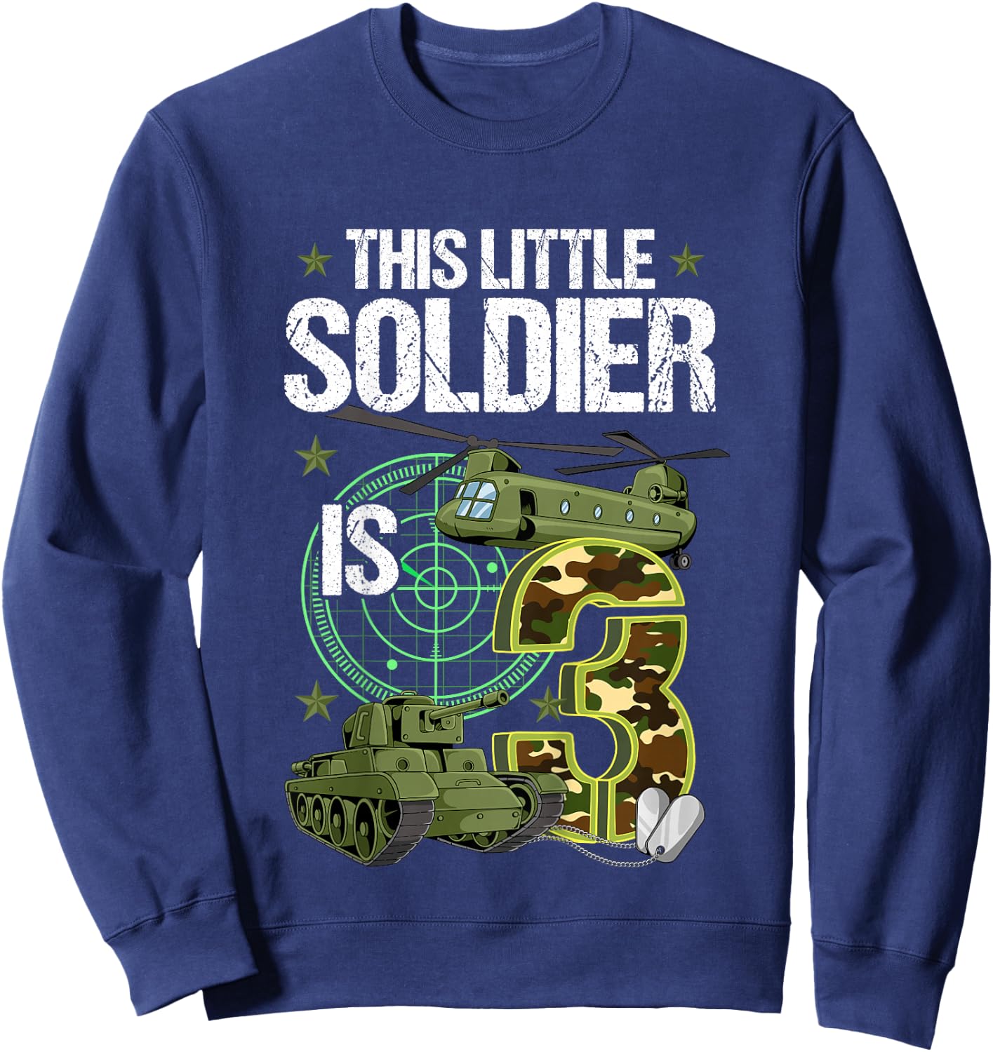 Kids 3rd Birthday Army Sweatshirt - Sweatshirt | Navy