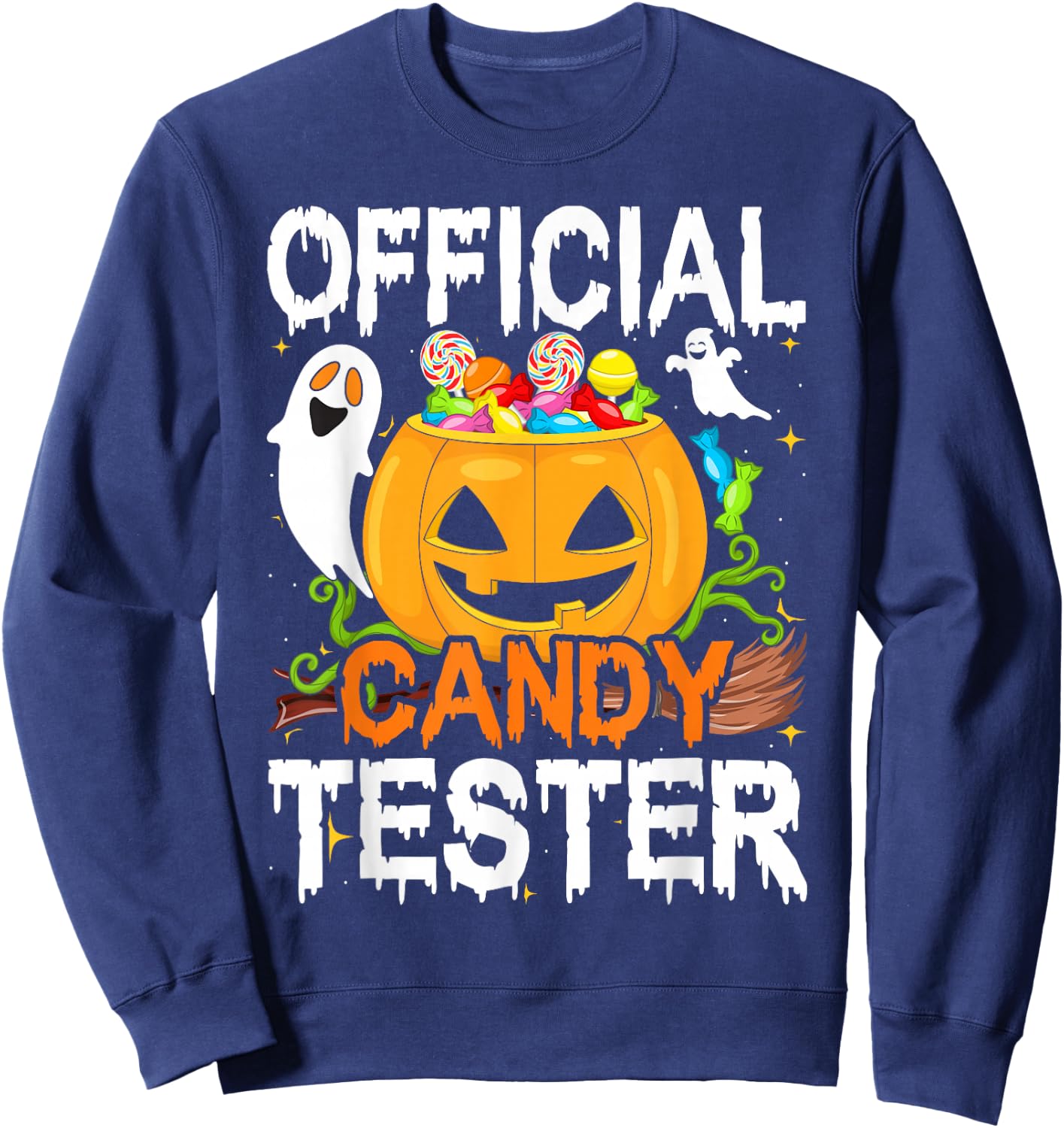 Halloween Party, Halloween Pumpkin Official Candy Tester Sweatshirt - Sweatshirt | Navy