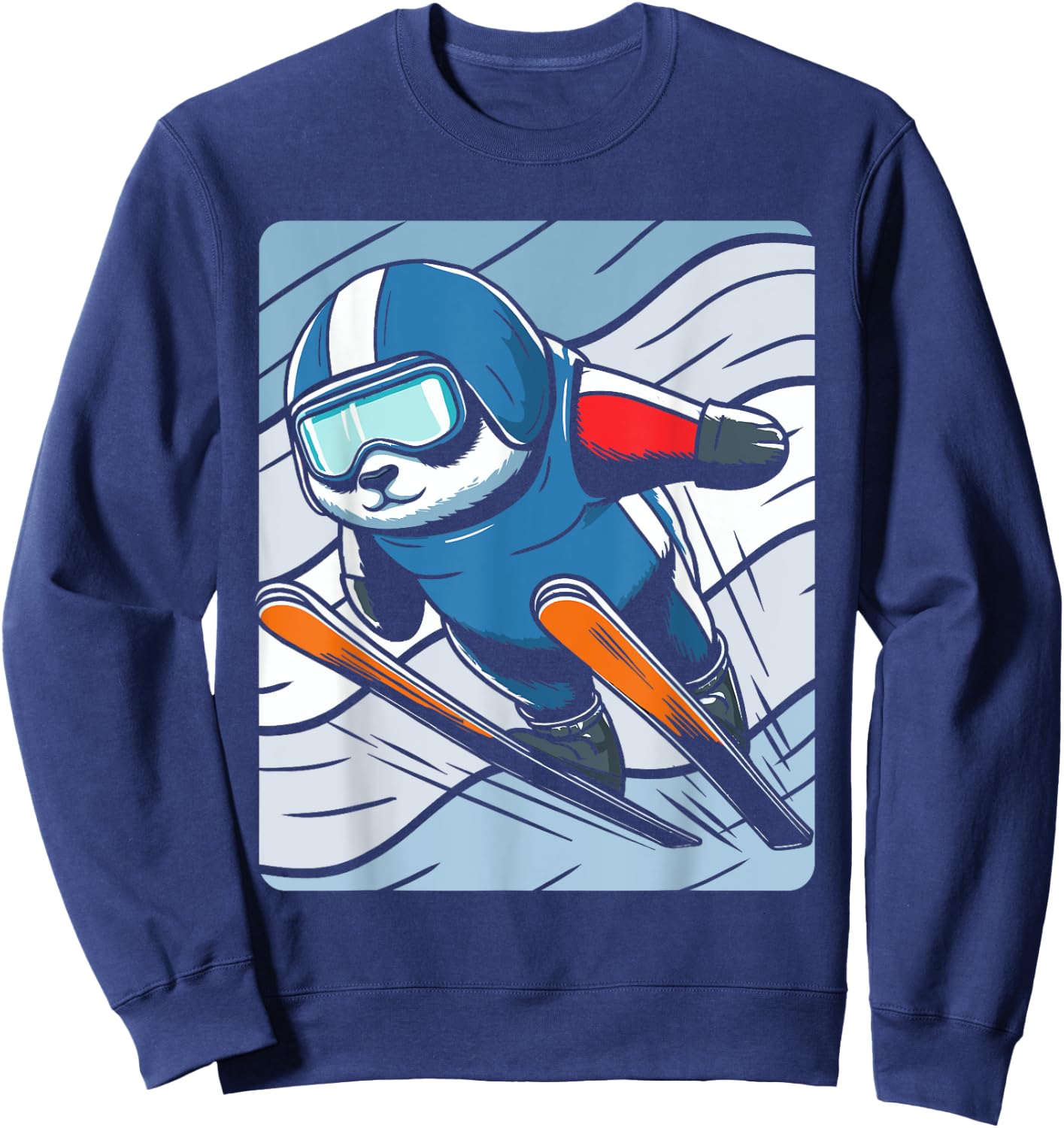 Ski Jumping Skiing Panda Nordic Jumping Sweatshirt - Sweatshirt | Navy