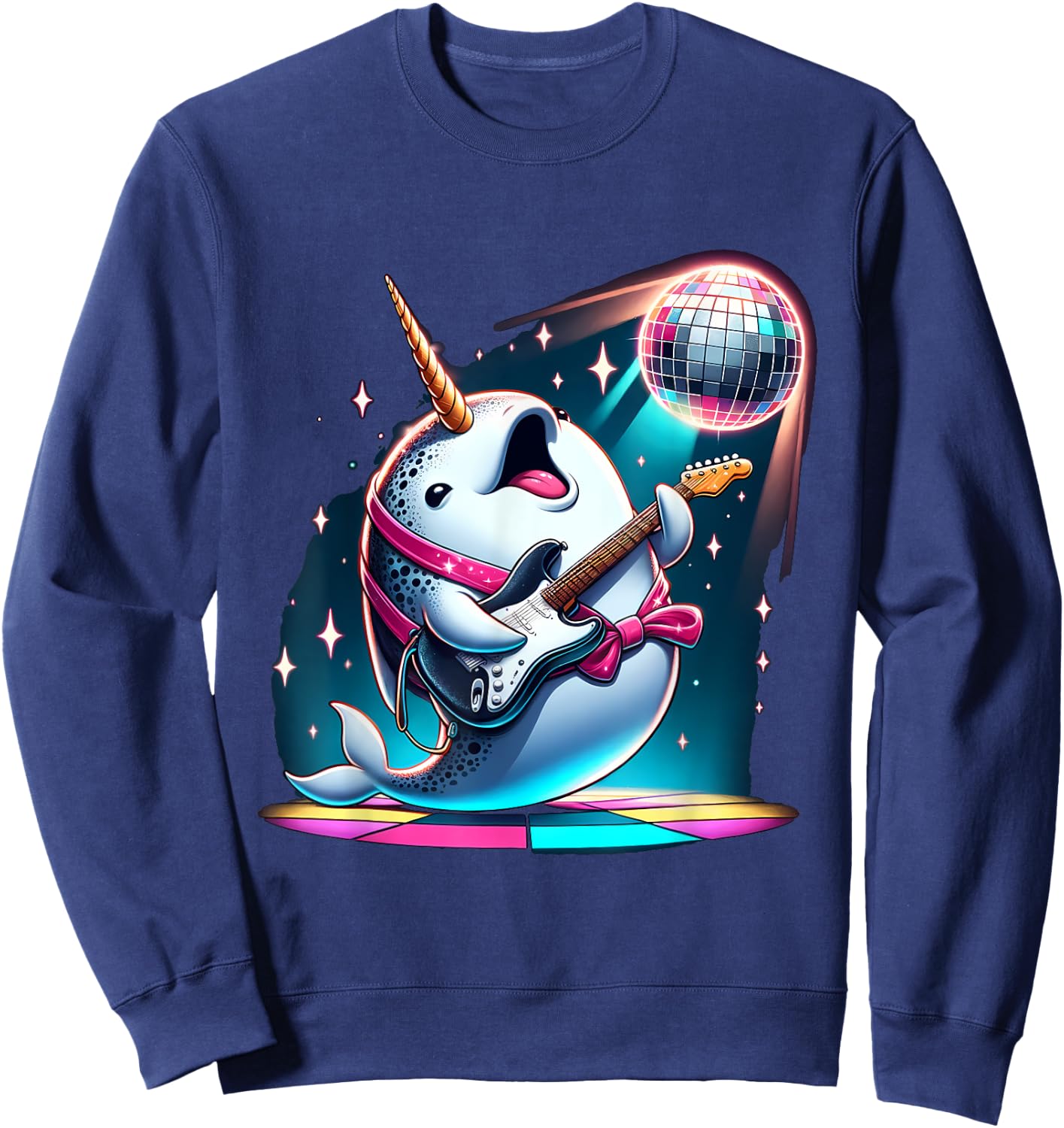 Disco Ball Guitar Narwhal Sweatshirt - Sweatshirt | Navy