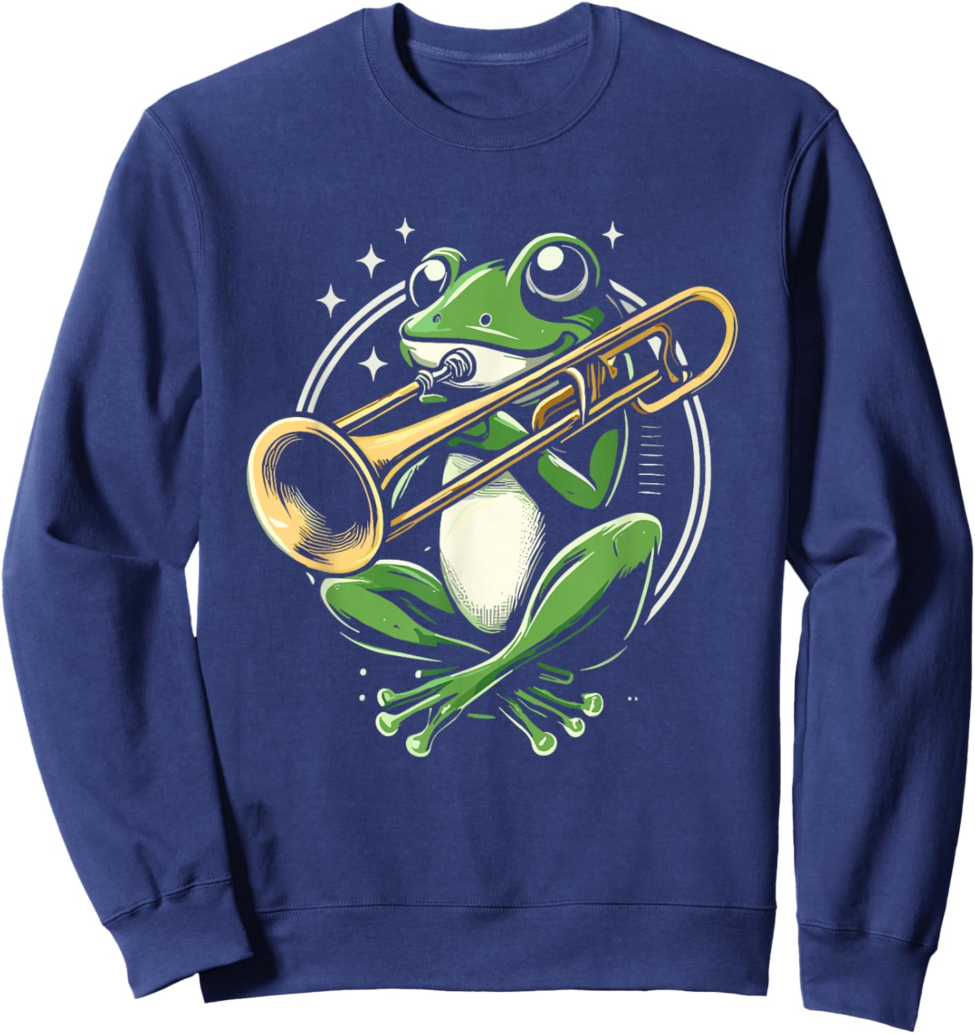 Frog Trombone Player Sweatshirt - Sweatshirt | Navy