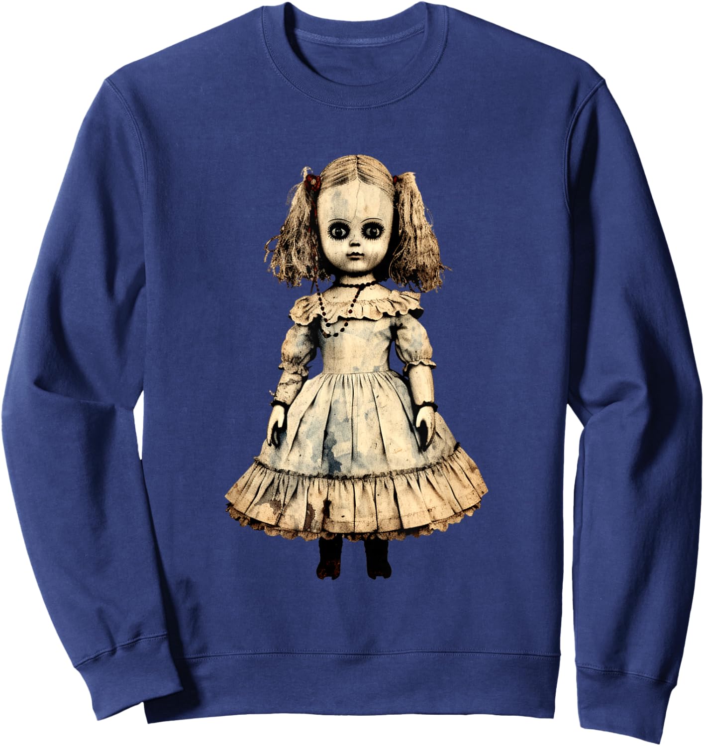 Vintage Scary Horror Doll Supernatural Gothic Sweatshirt - Sweatshirt | Navy