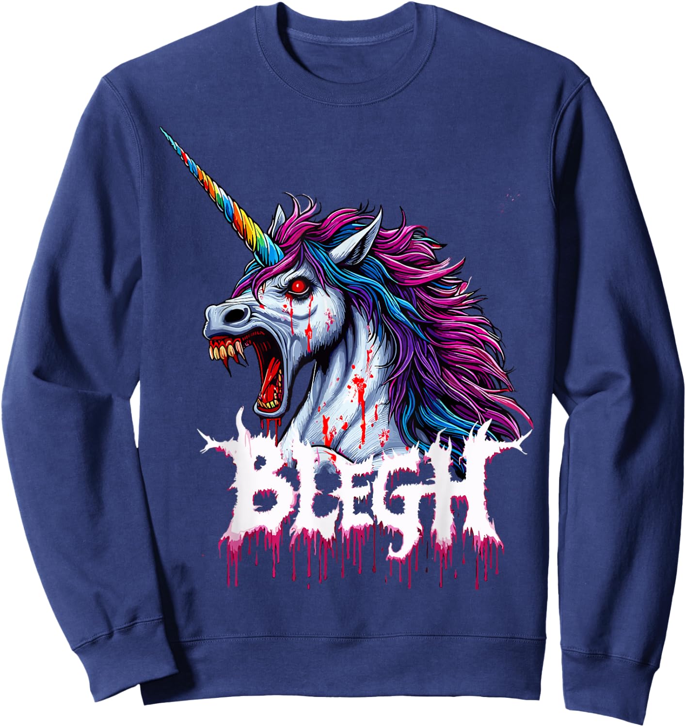 Metal Unicorn Blegh Sweatshirt - Sweatshirt | Navy