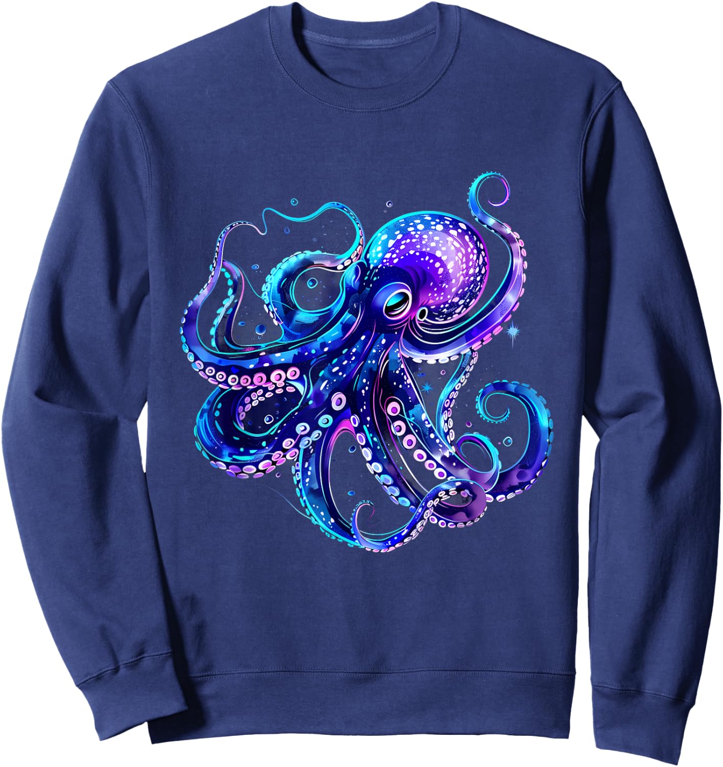 Octopus Artwork Sea Ocean Animal Lover Motif Sea Creature Sweatshirt - Sweatshirt | Navy