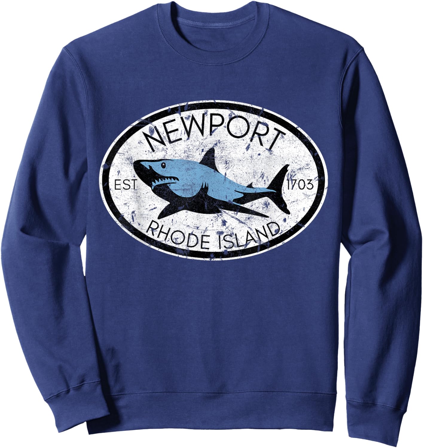 Newport Rhode Island Fishing Shark Fish Beach Vintage Women Kids Sweatshirt - Sweatshirt | Navy