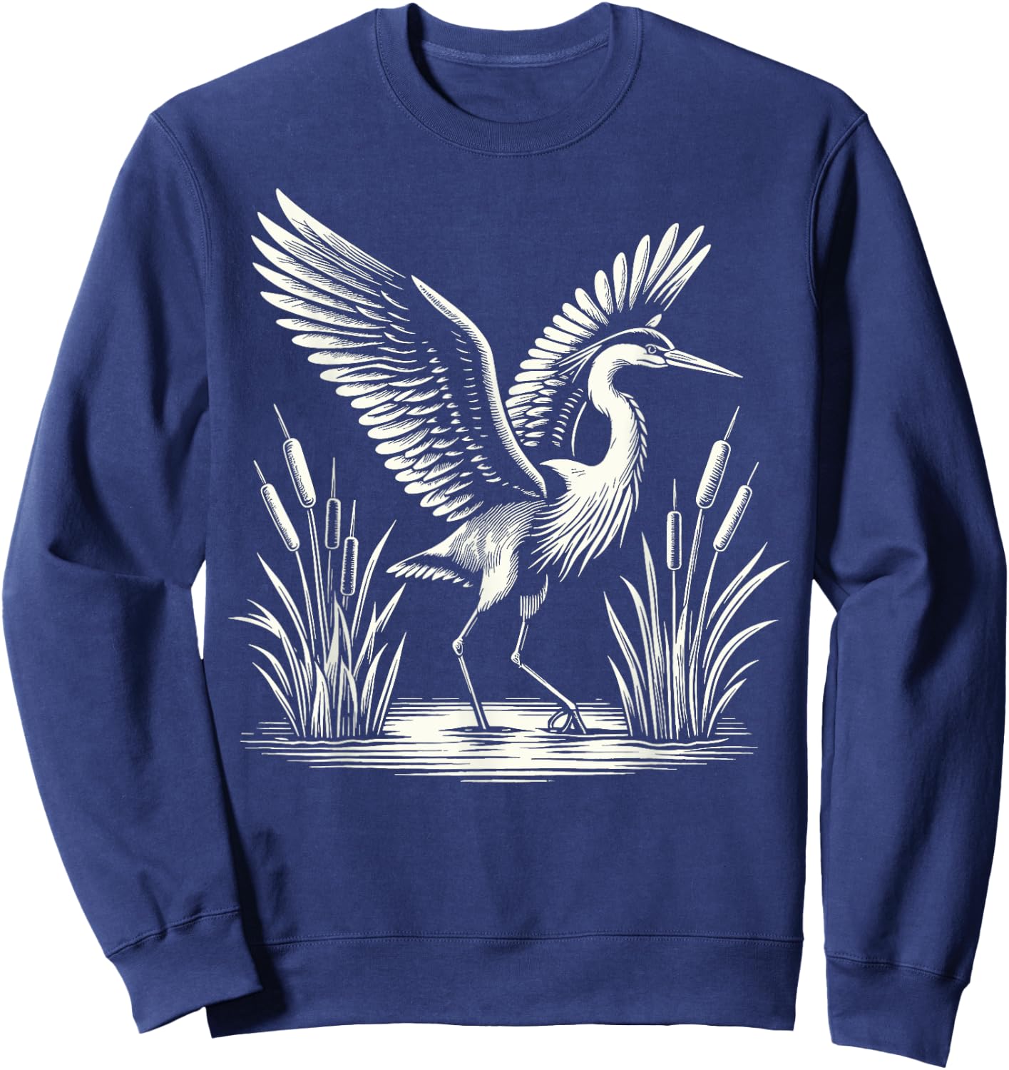 Heron Bird Birding Sweatshirt - Sweatshirt | Navy