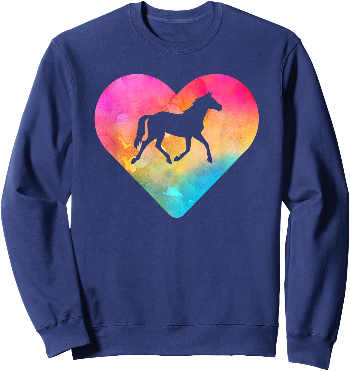 Women or Girls Horse Tie Dye Watercolor Sweatshirt - Sweatshirt | Navy