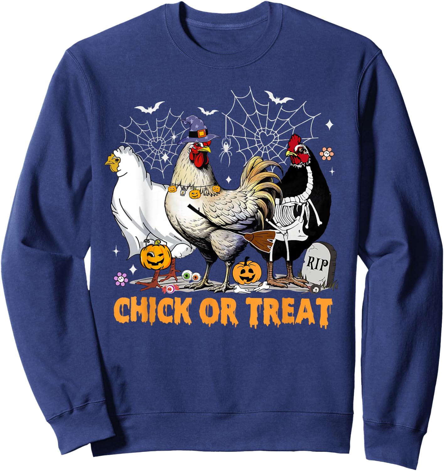 Halloween Chicken Pumpkin Chick Or Treat Spooky Season Sweatshirt - Sweatshirt | Navy