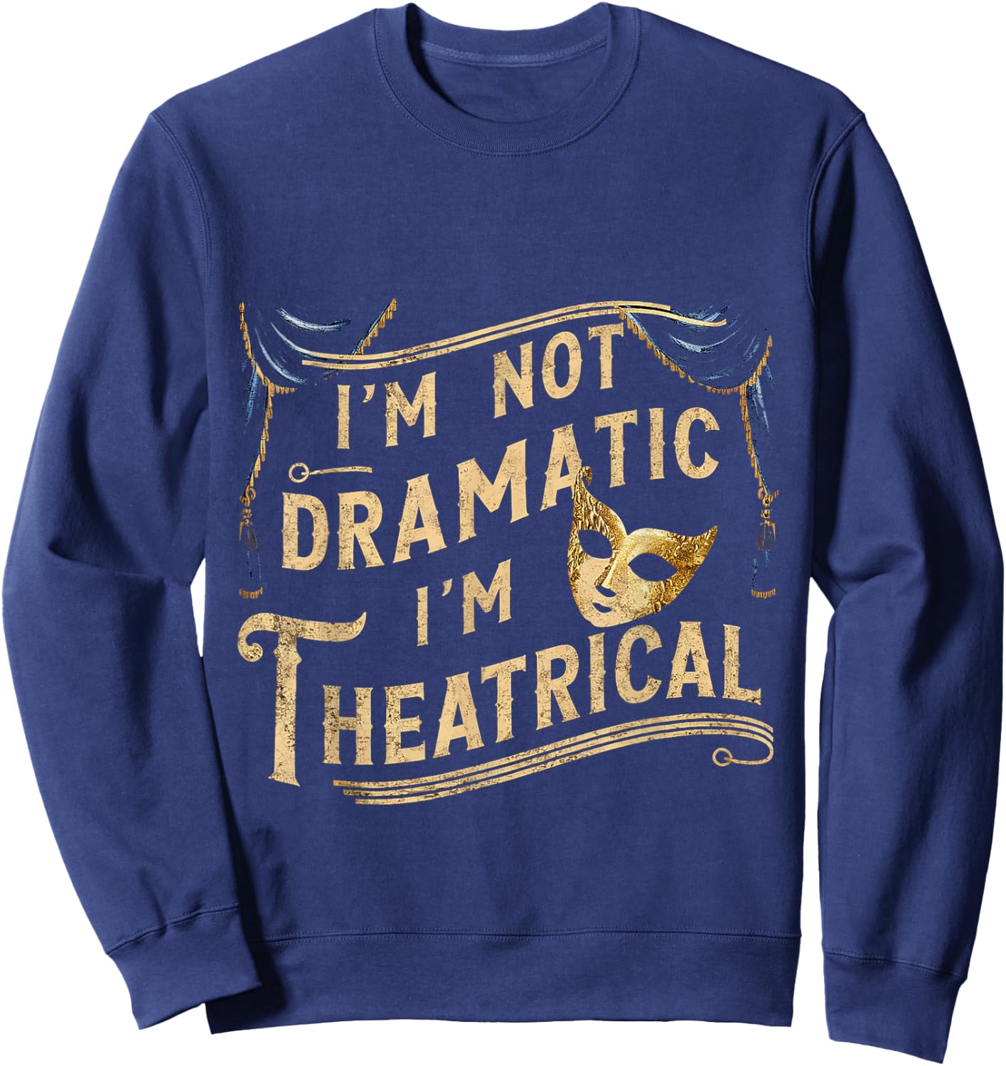 Theatre FH -Adult Black Modern Classic Dramatic - Small - Short Sleeve - Cotton Blend - Machine Wash Sweatshirt - Sweatshirt | Navy