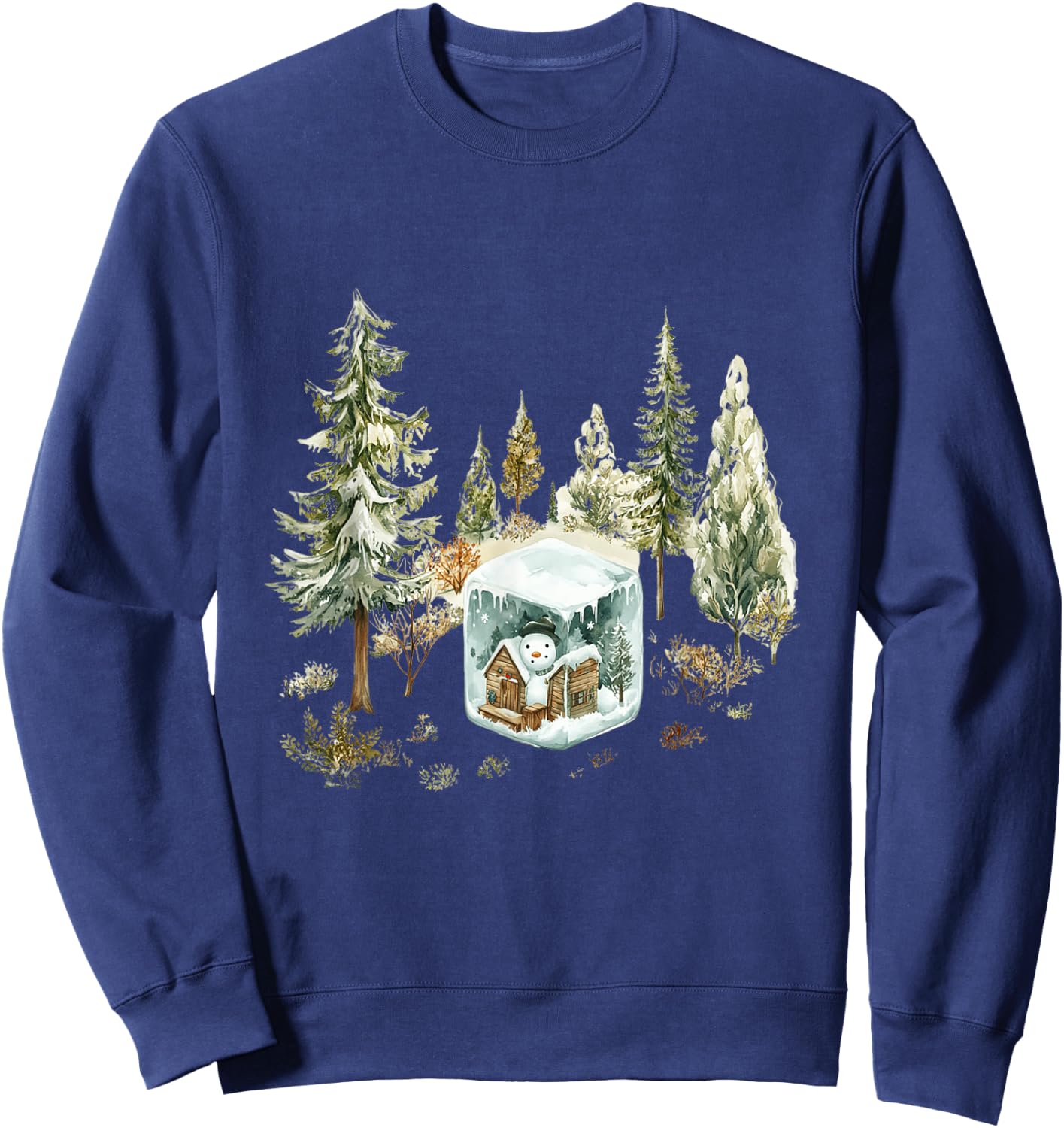 Watercolor Snowman Winter Wonderland Christmas Sweatshirt - Sweatshirt | Navy