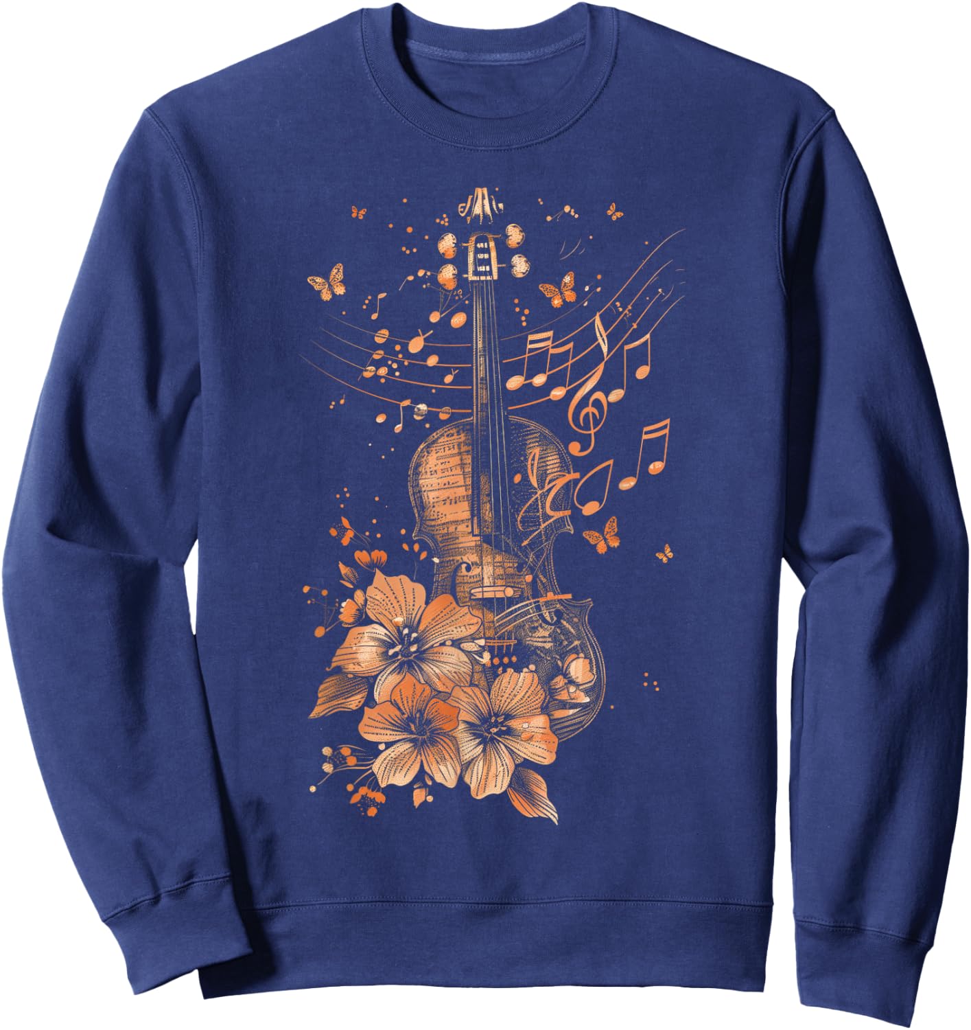 Violin Player Classical Music Notes Orchestra Violinist Sweatshirt - Sweatshirt | Navy