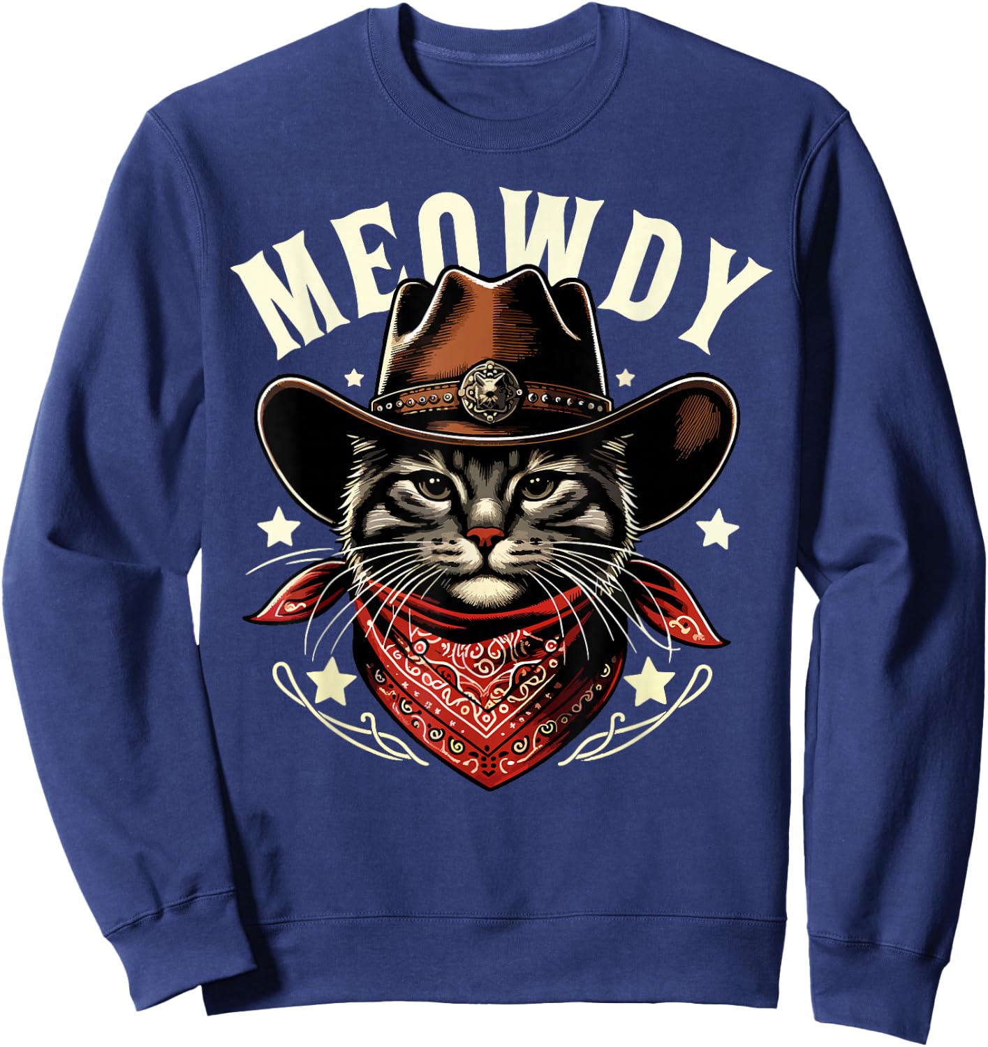 Cat Cowboy Funny Mashup Meowdy Western Country Music Cat Sweatshirt - Sweatshirt | Navy