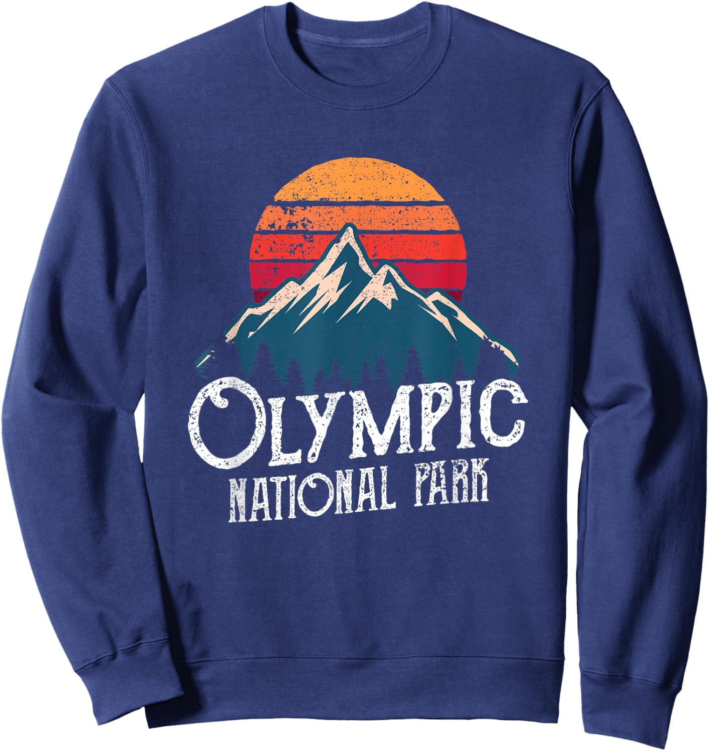 Olympic National Park Washington Mountains Retro Sweatshirt - Sweatshirt | Navy