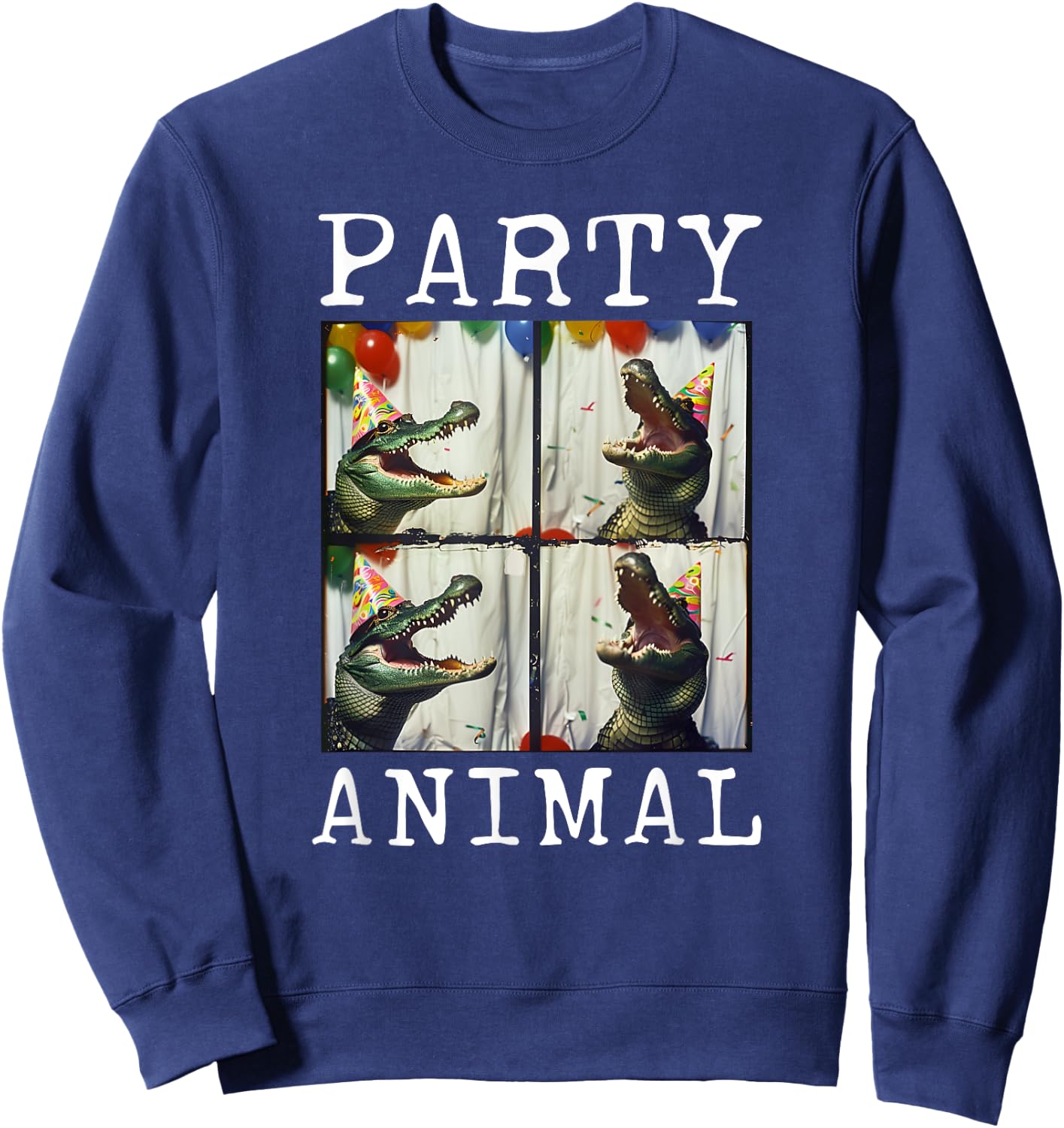 Alligator Face Colorful Animal Party Hat Funny Crocodile Sweatshirt - Sweatshirt | Navy
