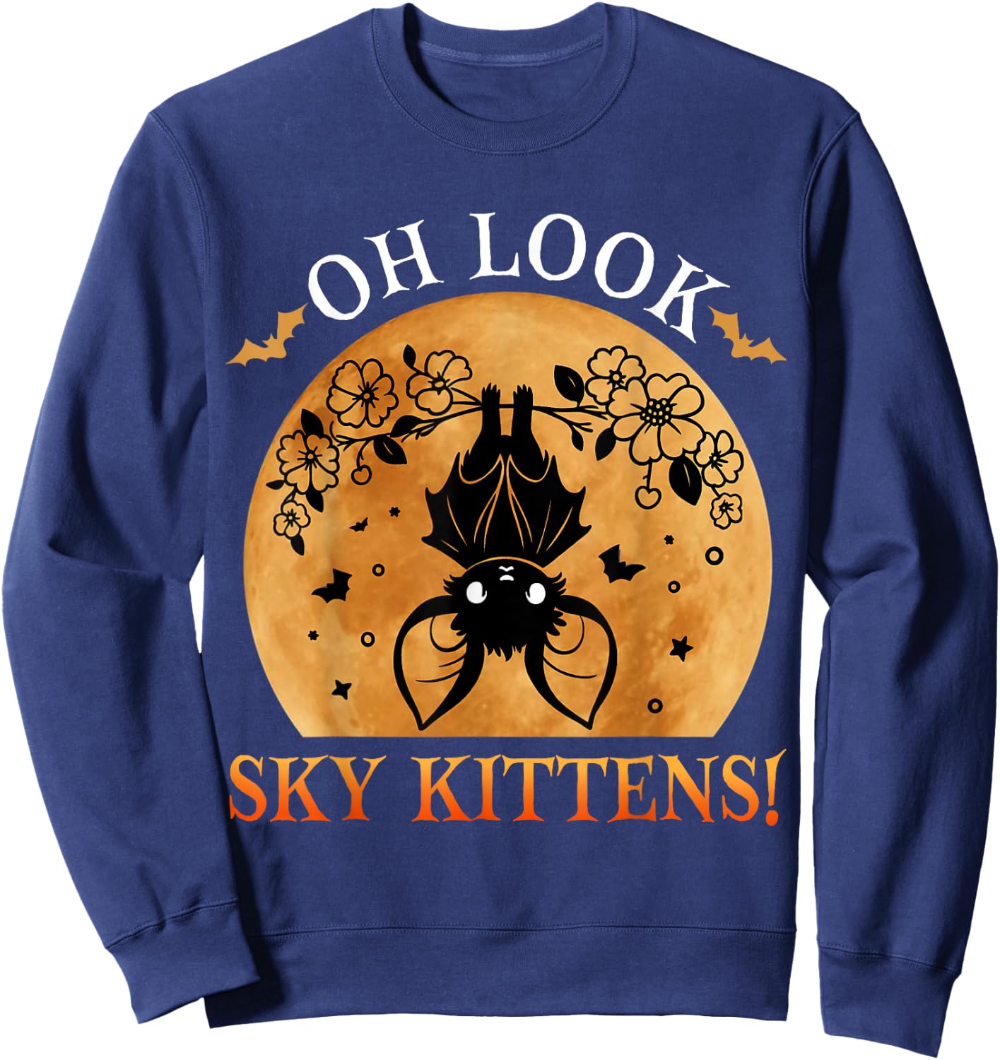 Oh Look Sky Kittens Funny Bat Lovers Halloween Costume Kids Sweatshirt - Sweatshirt | Navy