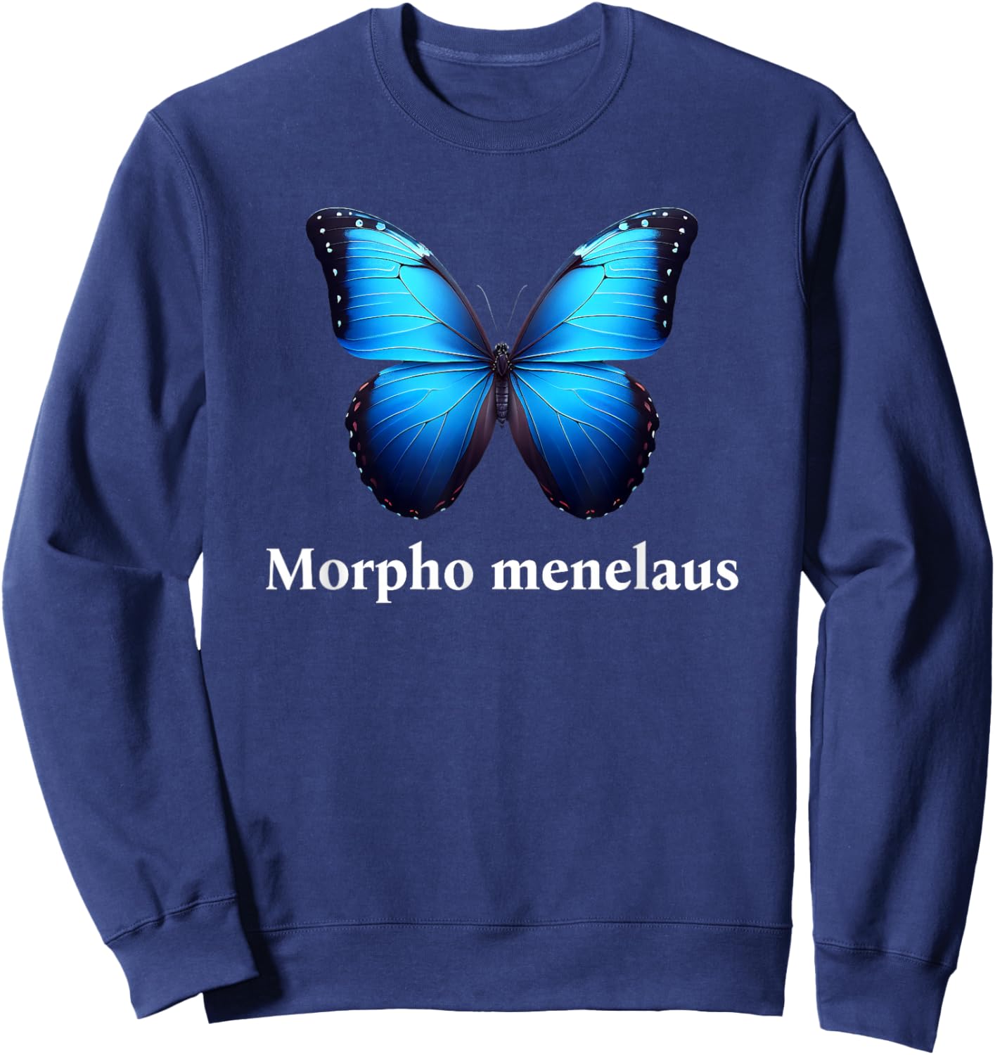 Morpho Menelaus Blue Morpho Butterfly Sweatshirt - Sweatshirt | Navy