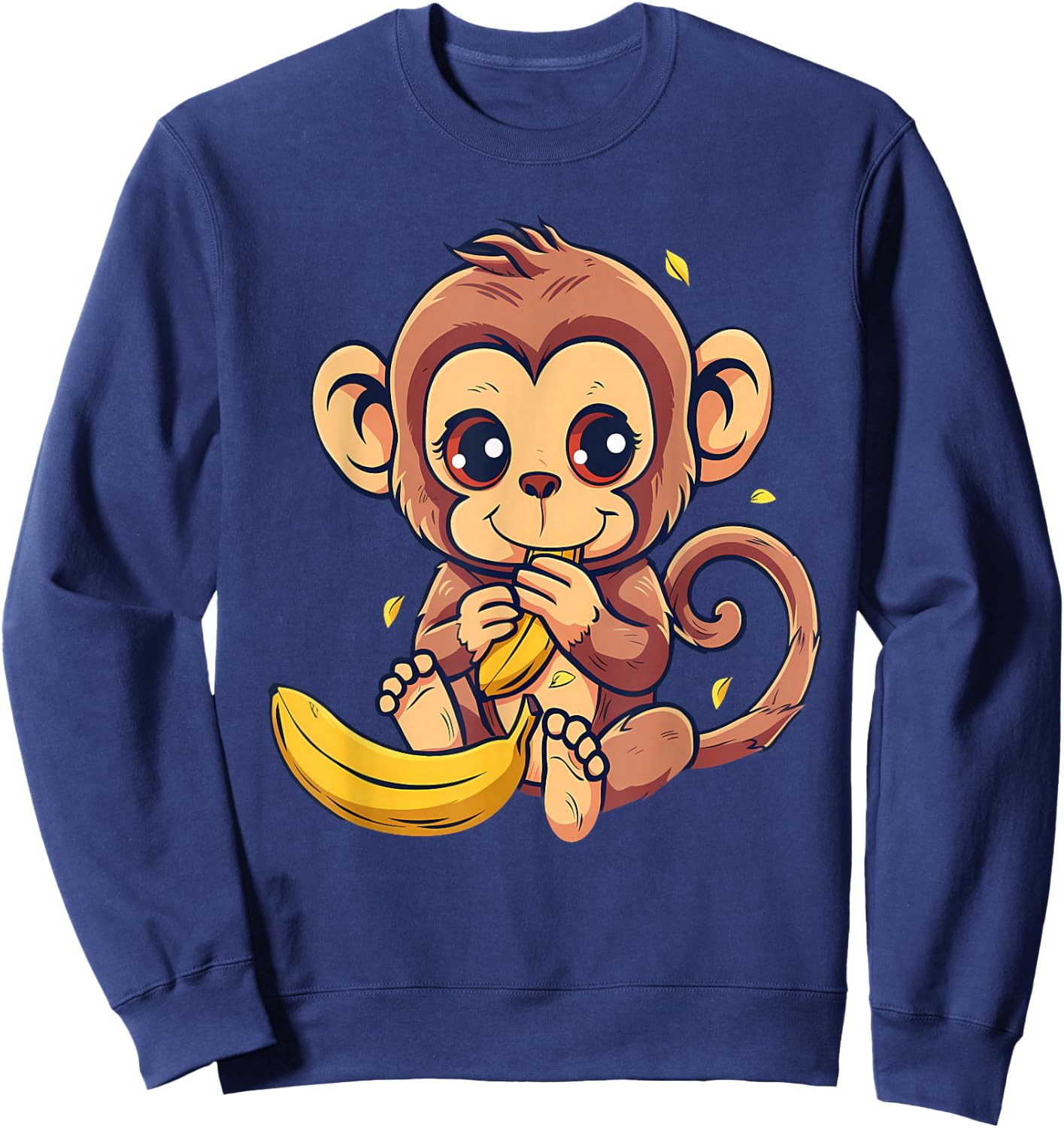 Banana Monkey Cute Monkey Wildlife Animal Art Drawing Sweatshirt - Sweatshirt | Navy