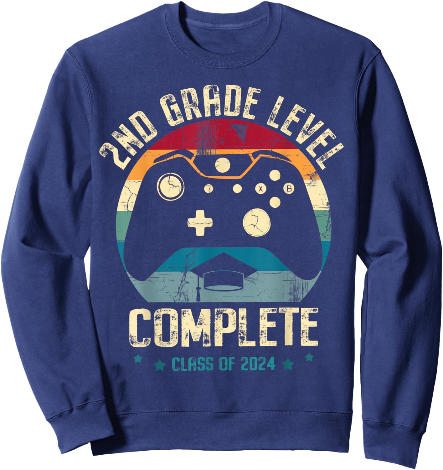 2nd Grade Level Complete Gamer Class Of 2024 Graduation Boy Sweatshirt - Sweatshirt | Navy
