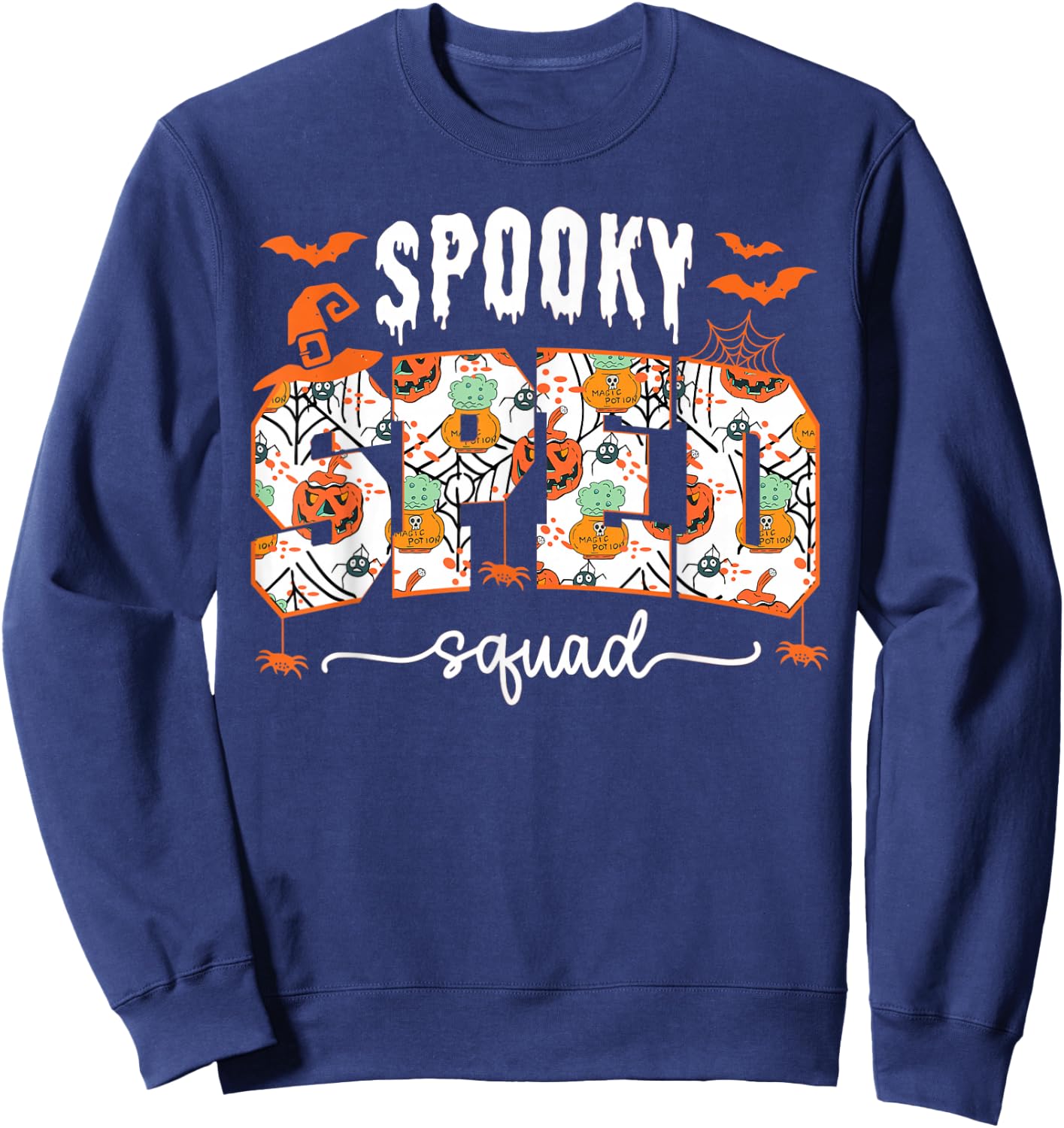 Spooky SPED Squad Special Education Teacher Halloween Ghost Sweatshirt - Sweatshirt | Navy