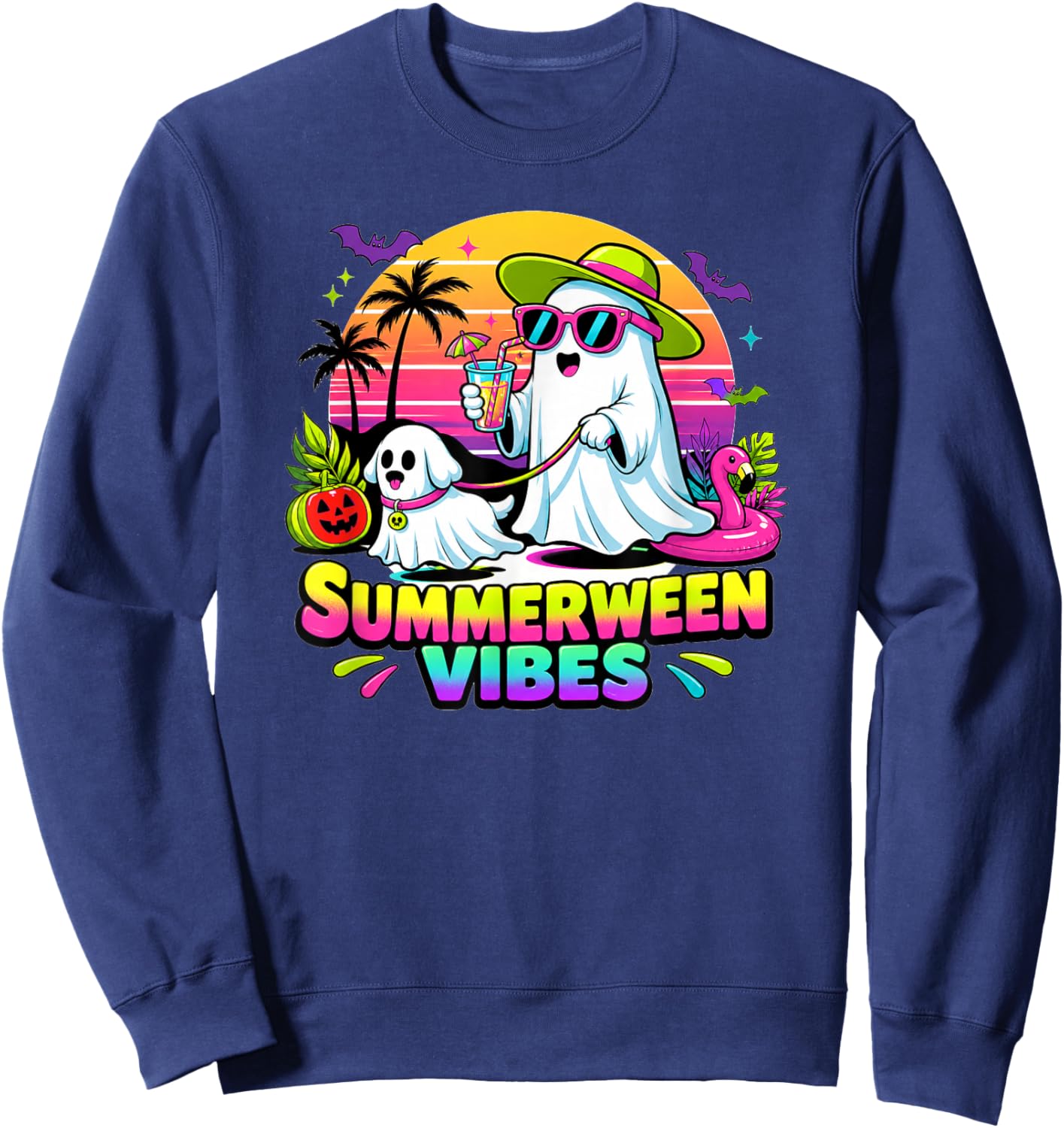 Halloween Summerweens Funny Ghosts Walking Dog Sweatshirt - Sweatshirt | Navy