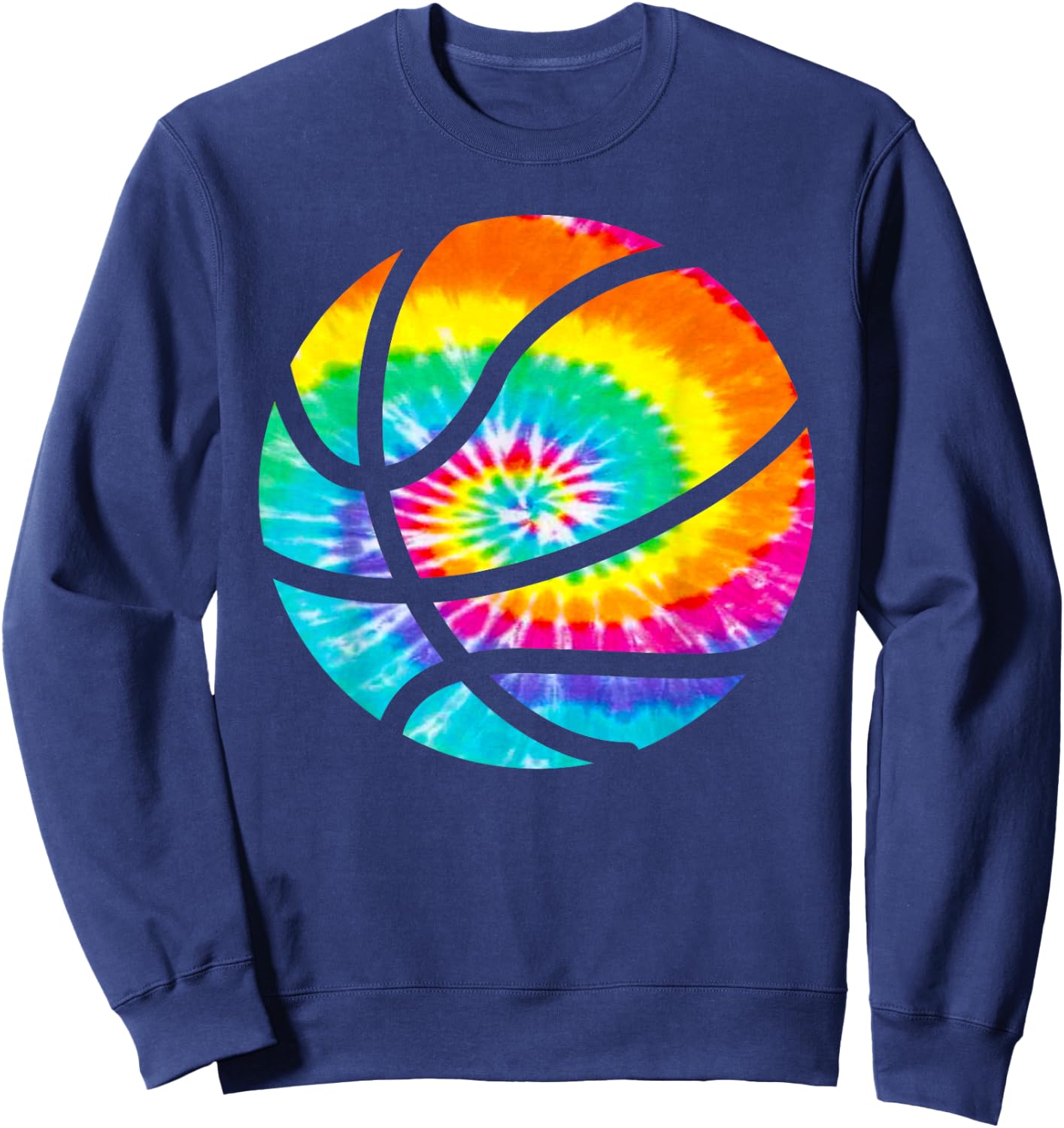 Basketball Tie Dye Shirt - Rainbow Trippy Hippie Shirt Sweatshirt - Sweatshirt | Navy