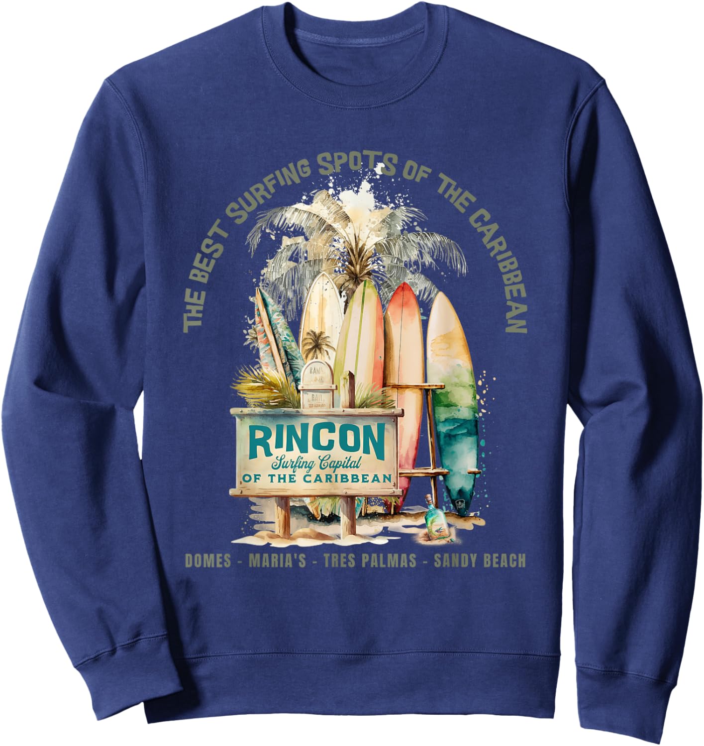 Rincon PR Surfing Capital of the Caribbean Surfers Wipeout Sweatshirt - Sweatshirt | Navy