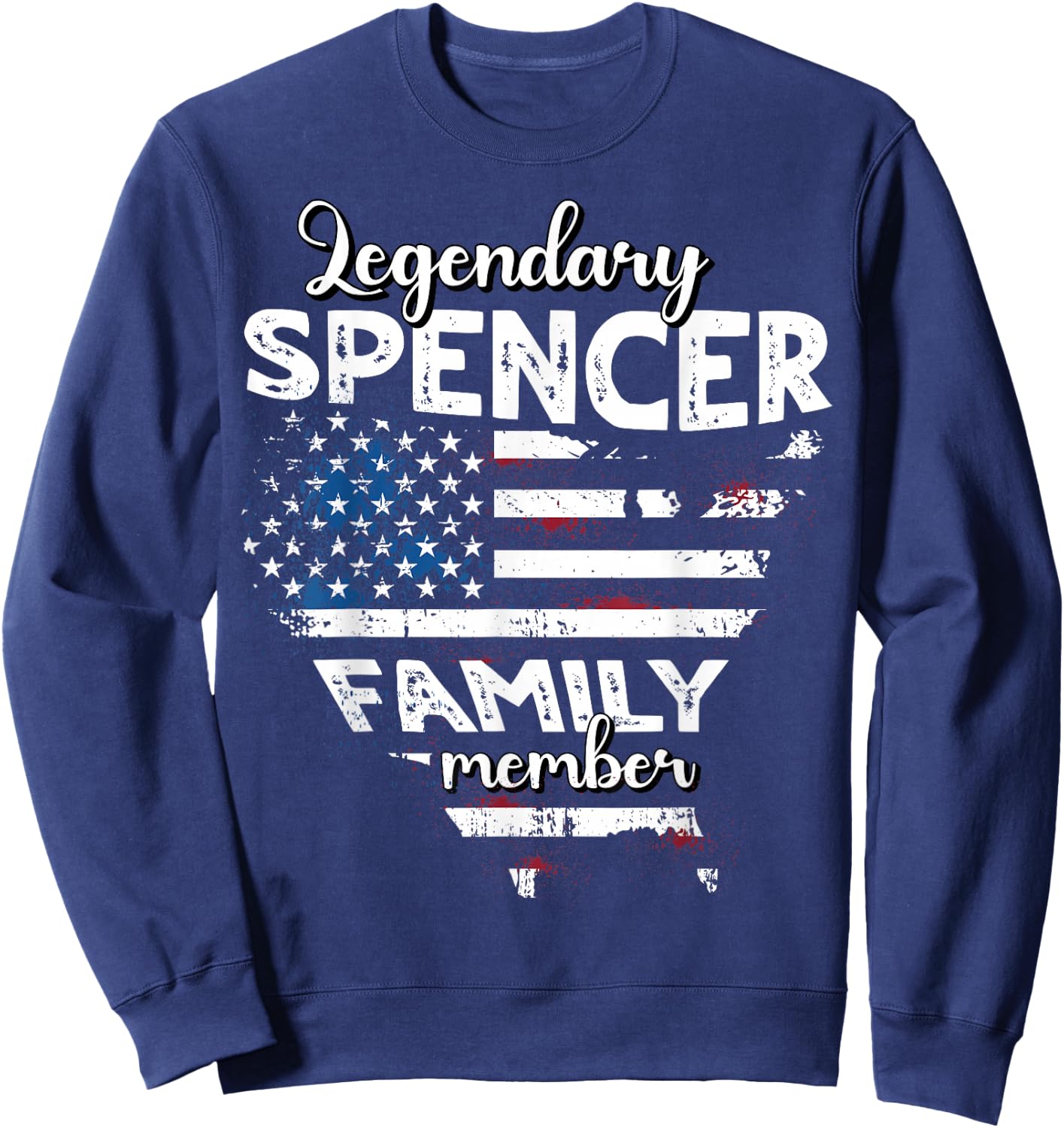 Surname Spencer US Flag Spencer Last Name Spencer Sweatshirt - Sweatshirt | Navy