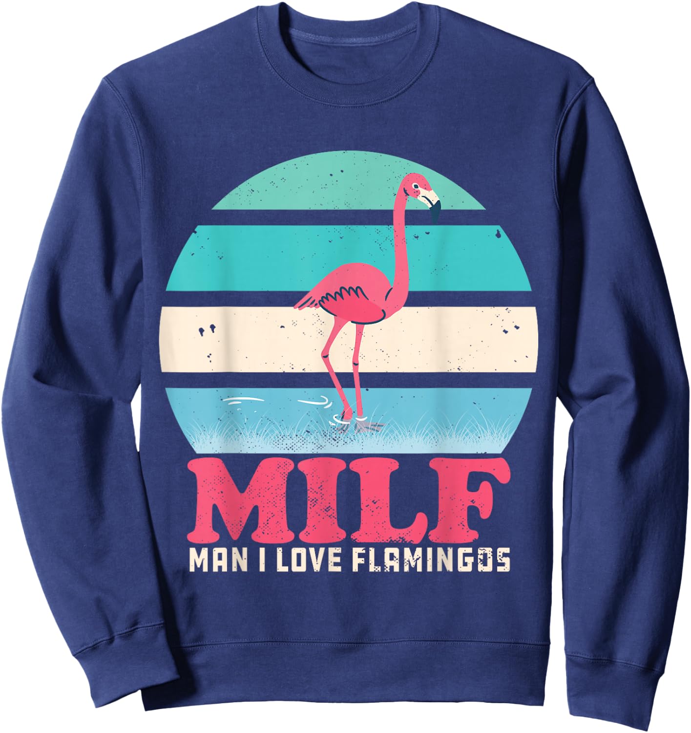 I Love Flamingos Vintage Sweatshirt - Sweatshirt | Navy