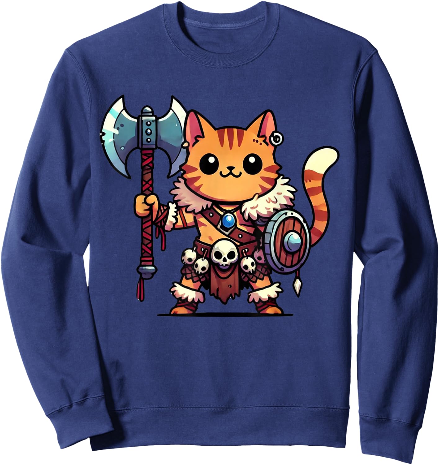 Medieval Barbarian Cat Sweatshirt - Sweatshirt | Navy