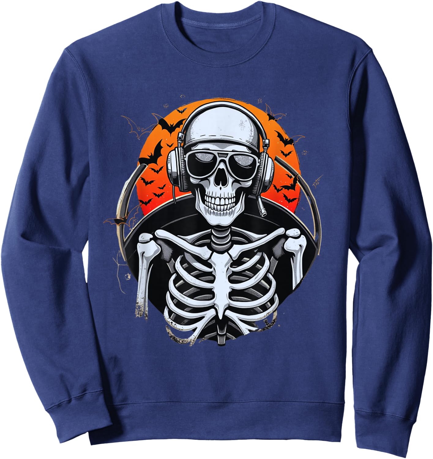 Skeleton pilot | Halloween airplane | Halloween pilot Sweatshirt - Sweatshirt | Navy