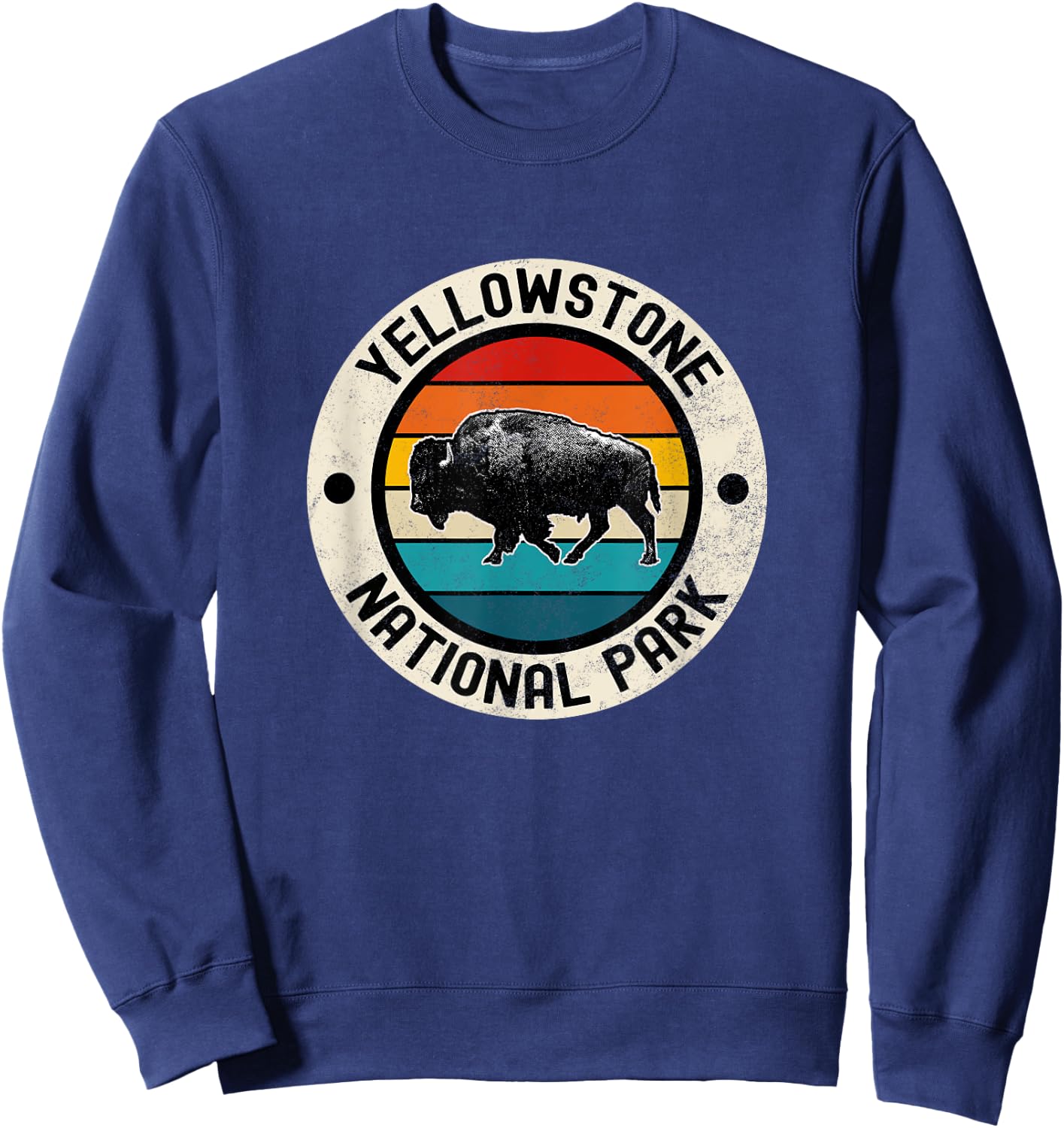 Vintage Yellowstone National Park Graphic Print , Small, Blue Sweatshirt - Sweatshirt | Navy