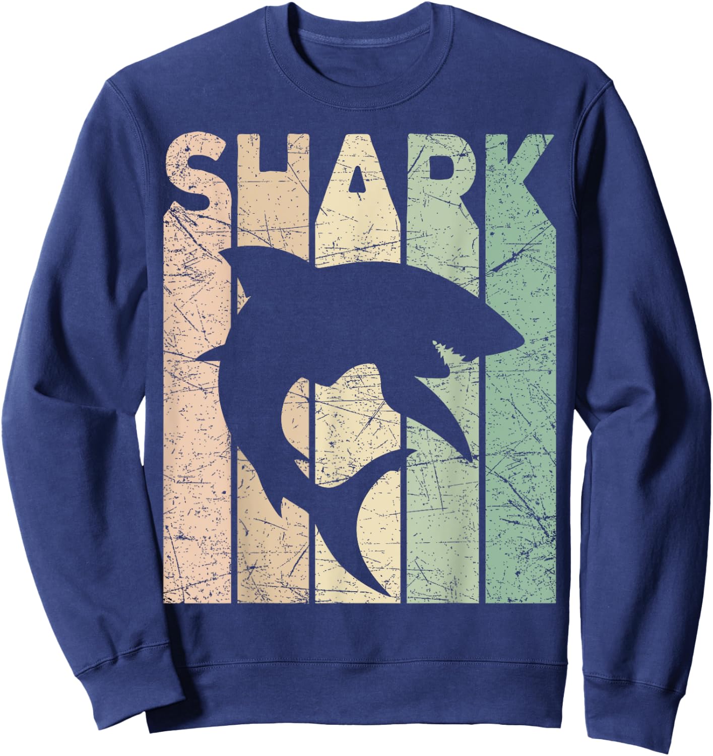 Shark Vintage Marine Animal Shark Lover Retro Oceanography Sweatshirt - Sweatshirt | Navy