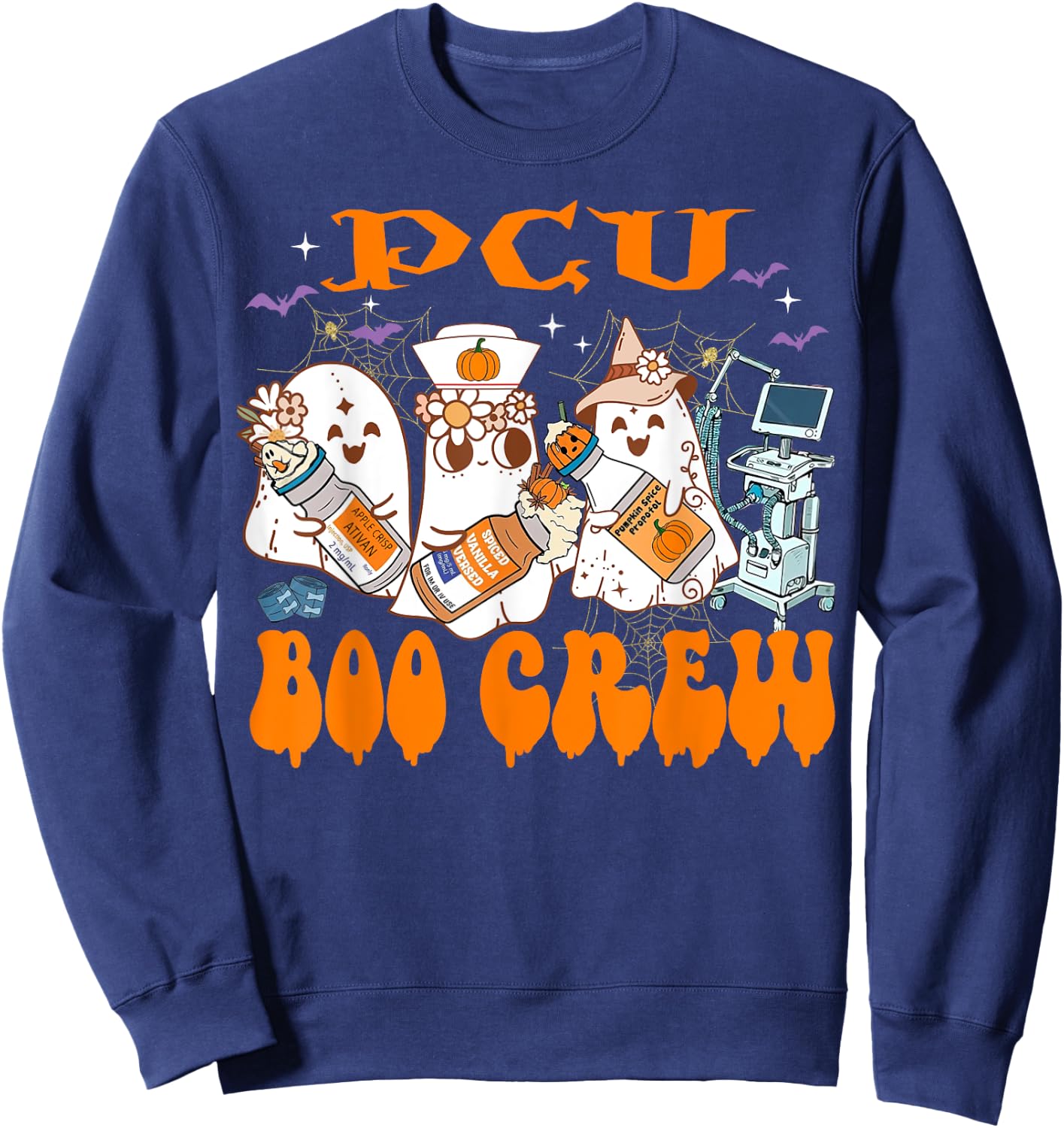 PCU Nurse Halloween Anesthetist Boo Crew Squad Sweatshirt - Sweatshirt | Navy