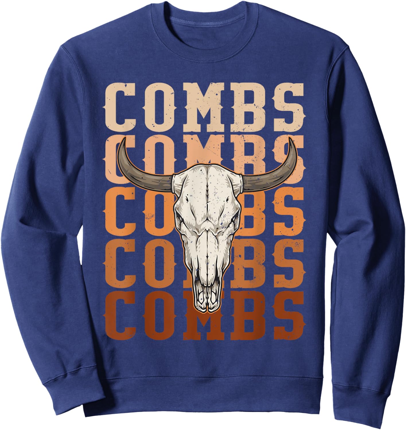 Combs Western Music Country Cowboy Cow Skull Sweatshirt - Sweatshirt | Navy