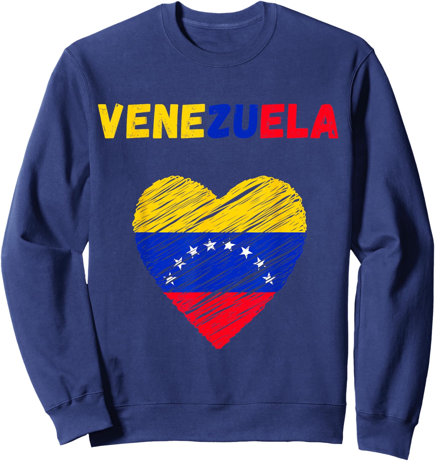 Venezuela Flag Holiday Venezuela Heart Venezuelan Flag Sweatshirt - Sweatshirt | Navy