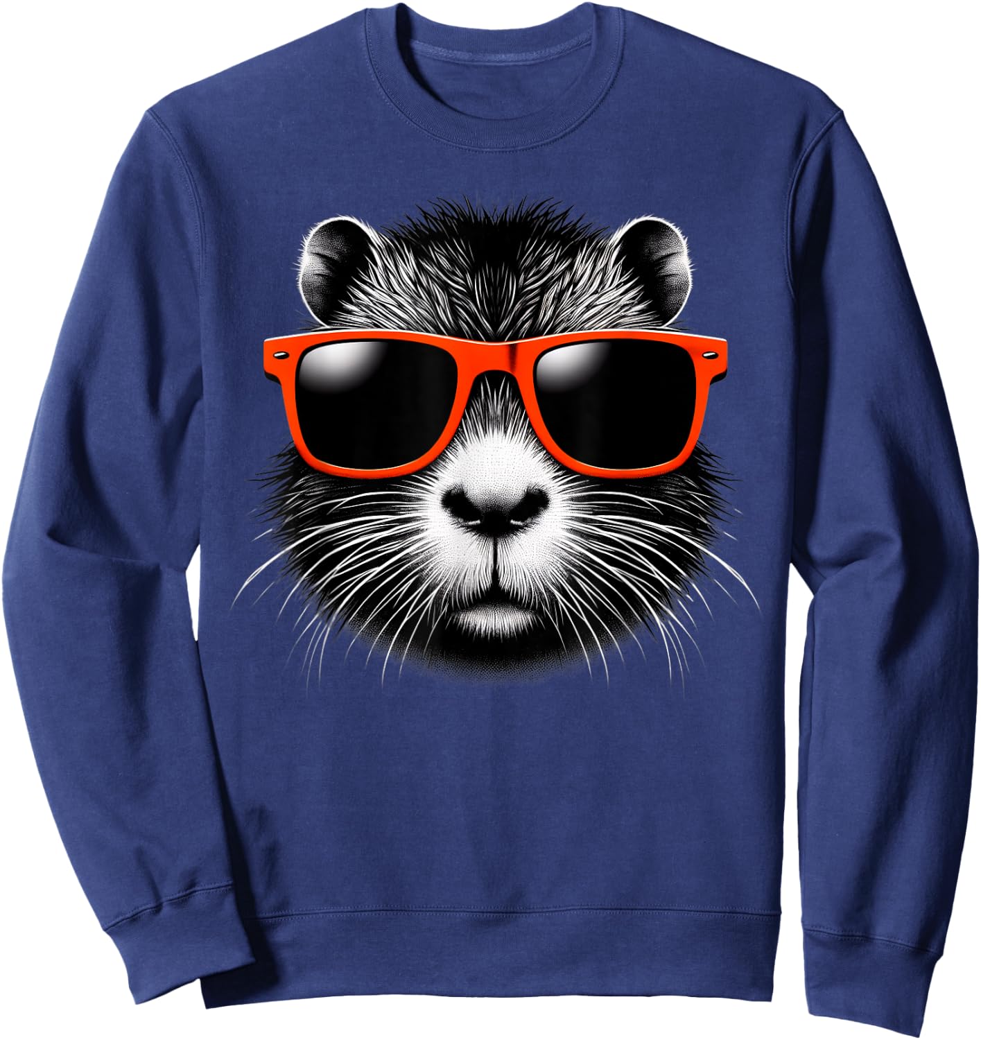 Cool Nutria Wearing Sunglasses Graphic Art Sweatshirt - Sweatshirt | Navy