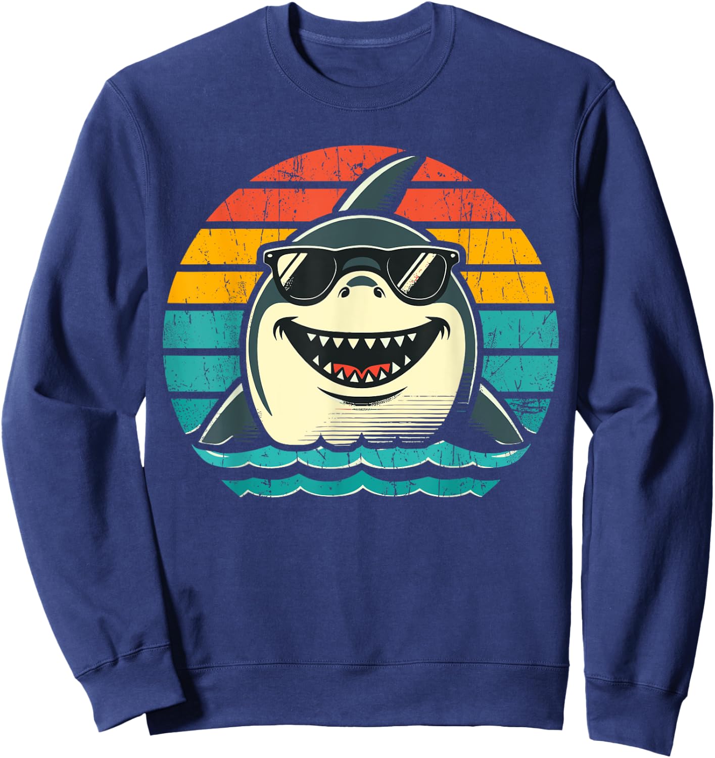 Shark with Sunglasses Animal Shark Sweatshirt - Sweatshirt | Navy