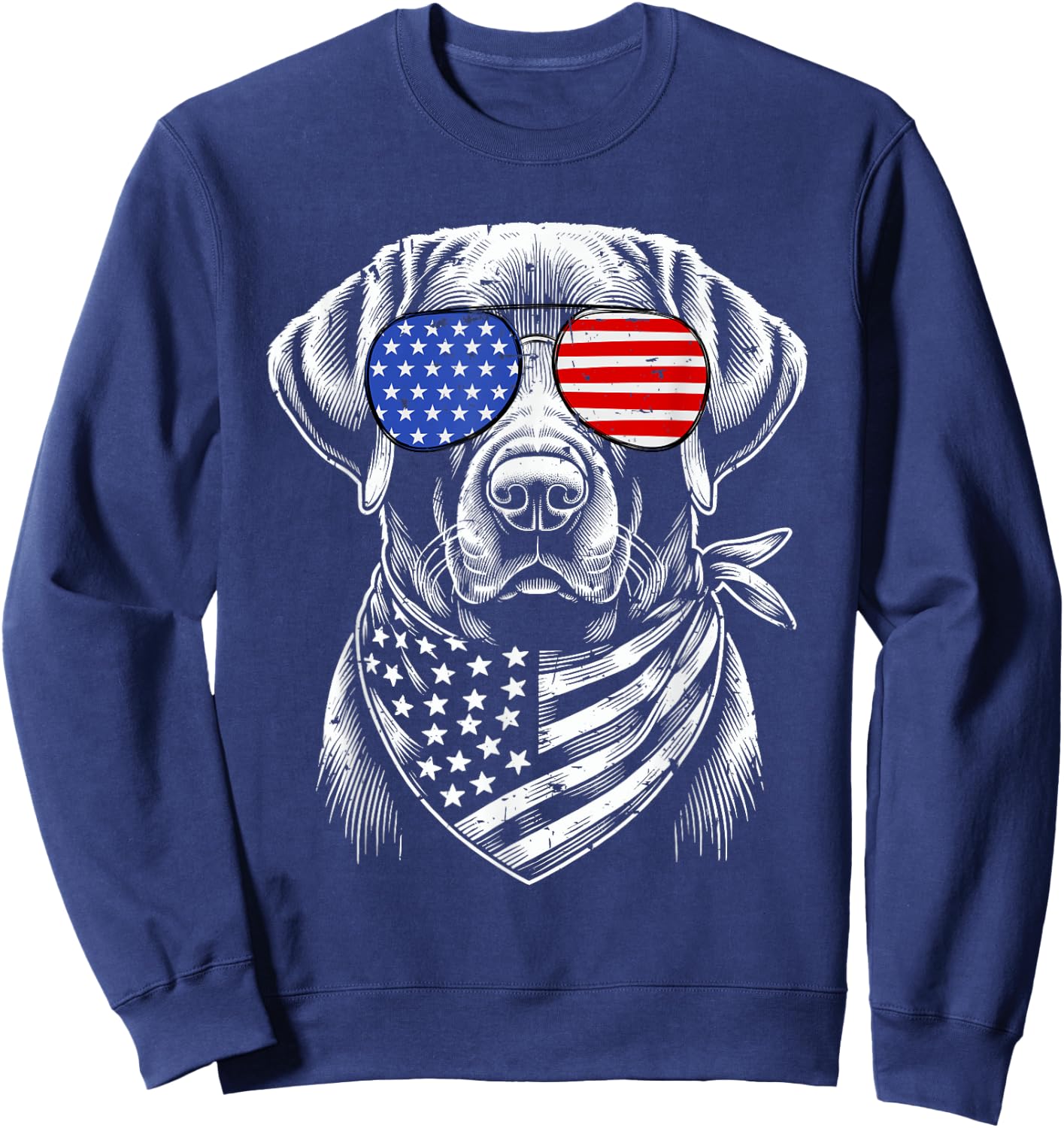 Labrador Retriever Patriotic 4th of July American US Flag Kids Men Sweatshirt - Sweatshirt | Navy
