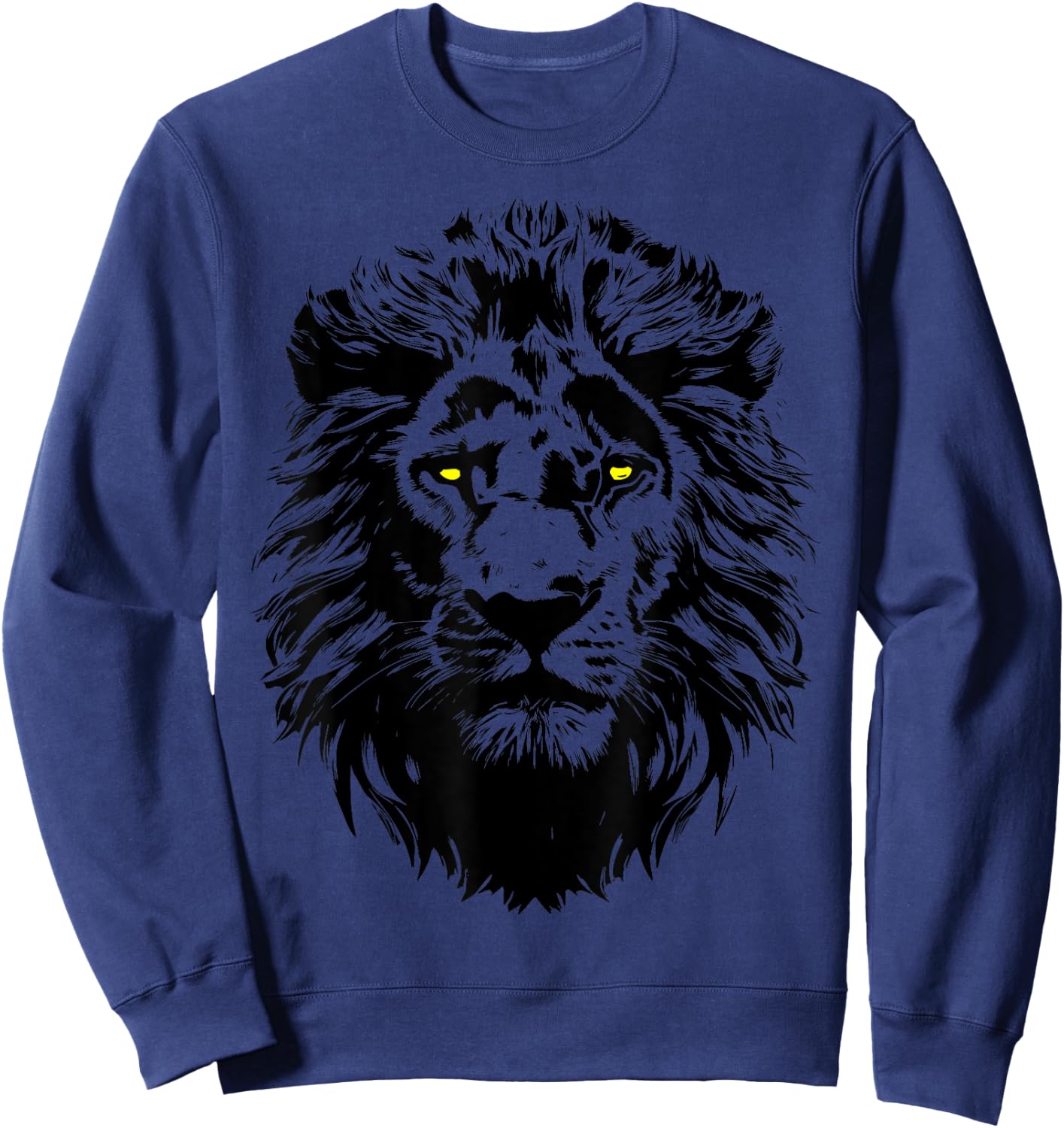 Lion, Gazing Eyes Lion Head, Lion Face, Lion Head Sweatshirt - Sweatshirt | Navy