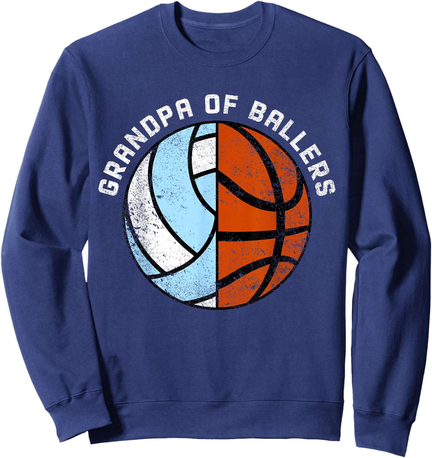 Grandpa Of Ballers Funny Volleyball Basketball Grandpa Sweatshirt - Sweatshirt | Navy