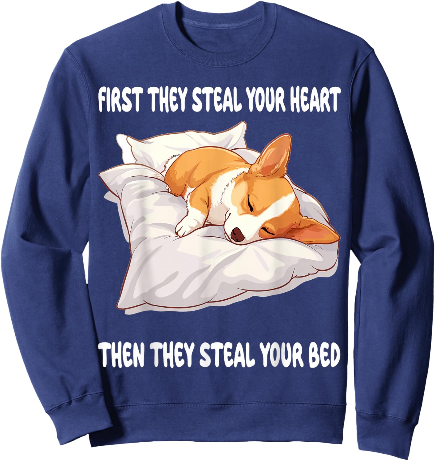 Welsh Corgi Pembroke Sleeping Pajamas Nightgown Sweatshirt - Sweatshirt | Navy