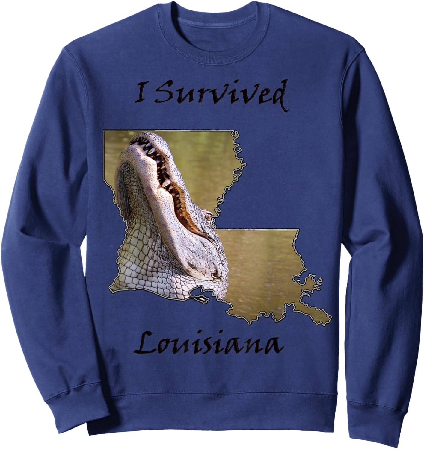 Louisiana Alligator Southern Survival Gator Swamp Design Sweatshirt - Sweatshirt | Navy