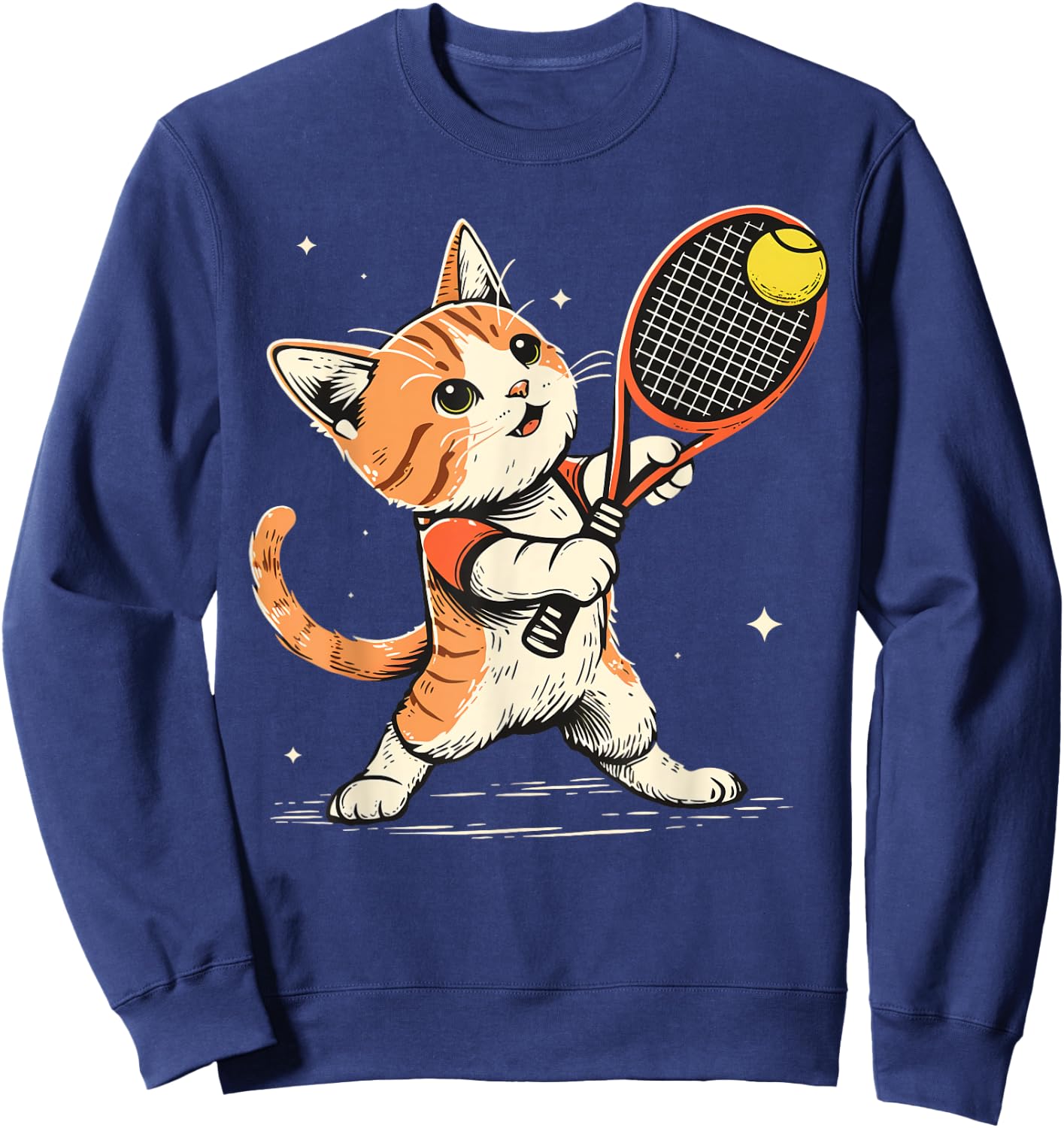 Tennis player Cat on Tennis Sweatshirt - Sweatshirt | Navy