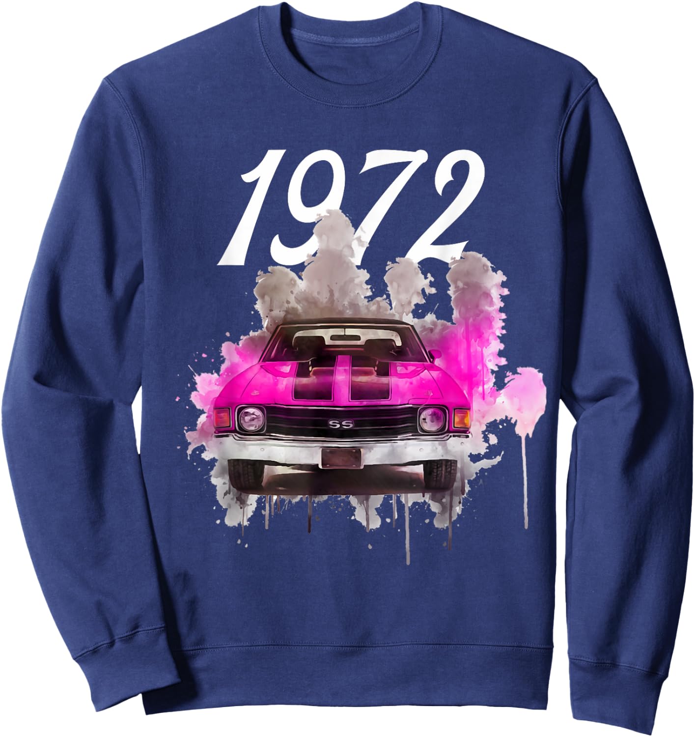 1972 72 Chevelle SS Trending Chevys Muscle Pink Car Sweatshirt - Sweatshirt | Navy