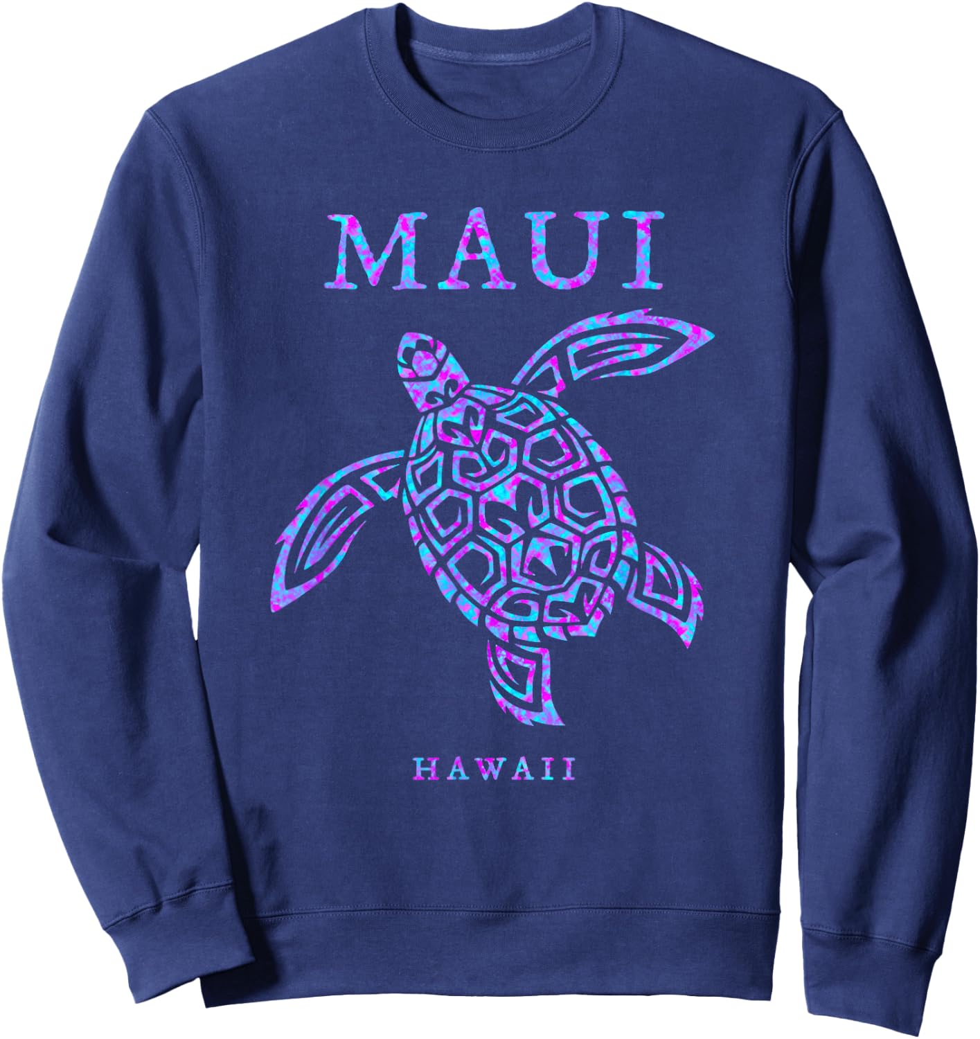 Maui Hawaii Sea Turtle Beach Vacation Souvenir Colorful Sweatshirt - Sweatshirt | Navy