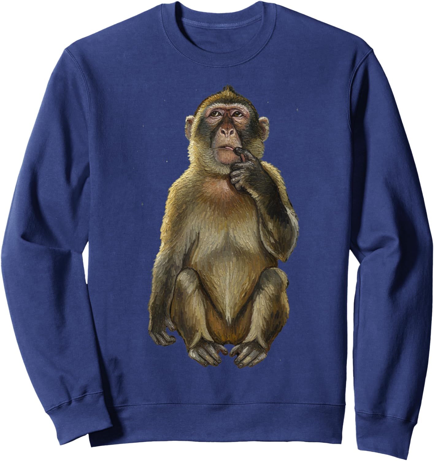 Funny Thinking Monkey Memes Brainrot Sweatshirt - Sweatshirt | Navy