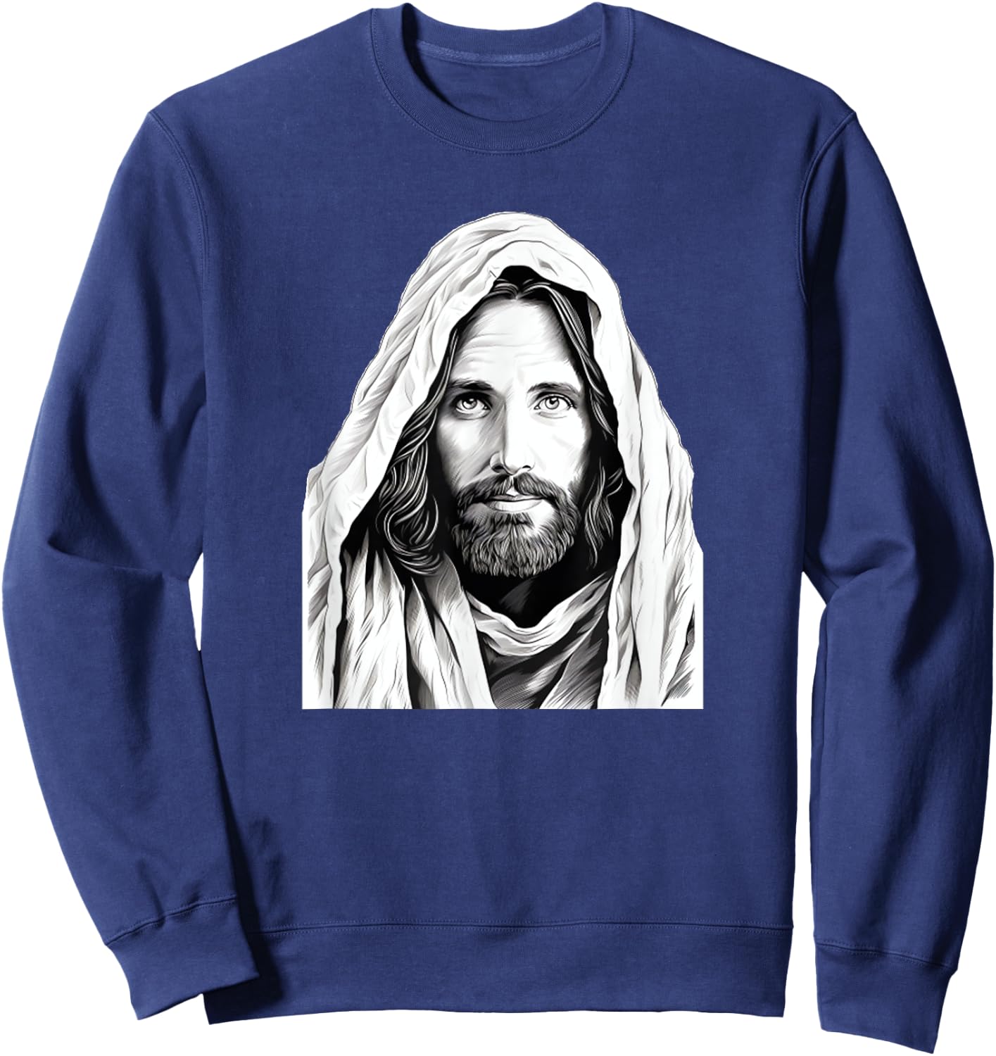 Jesus Christ Bible Sketch Face Of Jesus Funny Meme Sweatshirt - Sweatshirt | Navy