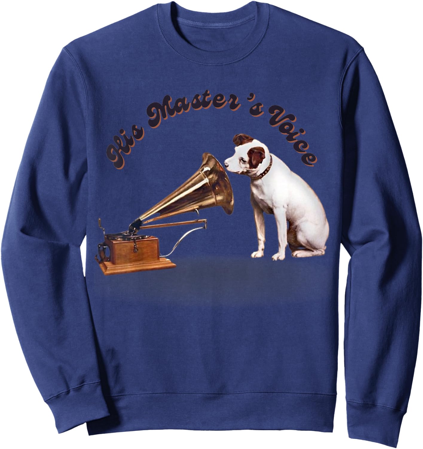 JRT Designs His Master's Voice RCA Victor Nipper Dog , Small, Black Sweatshirt - Sweatshirt | Navy
