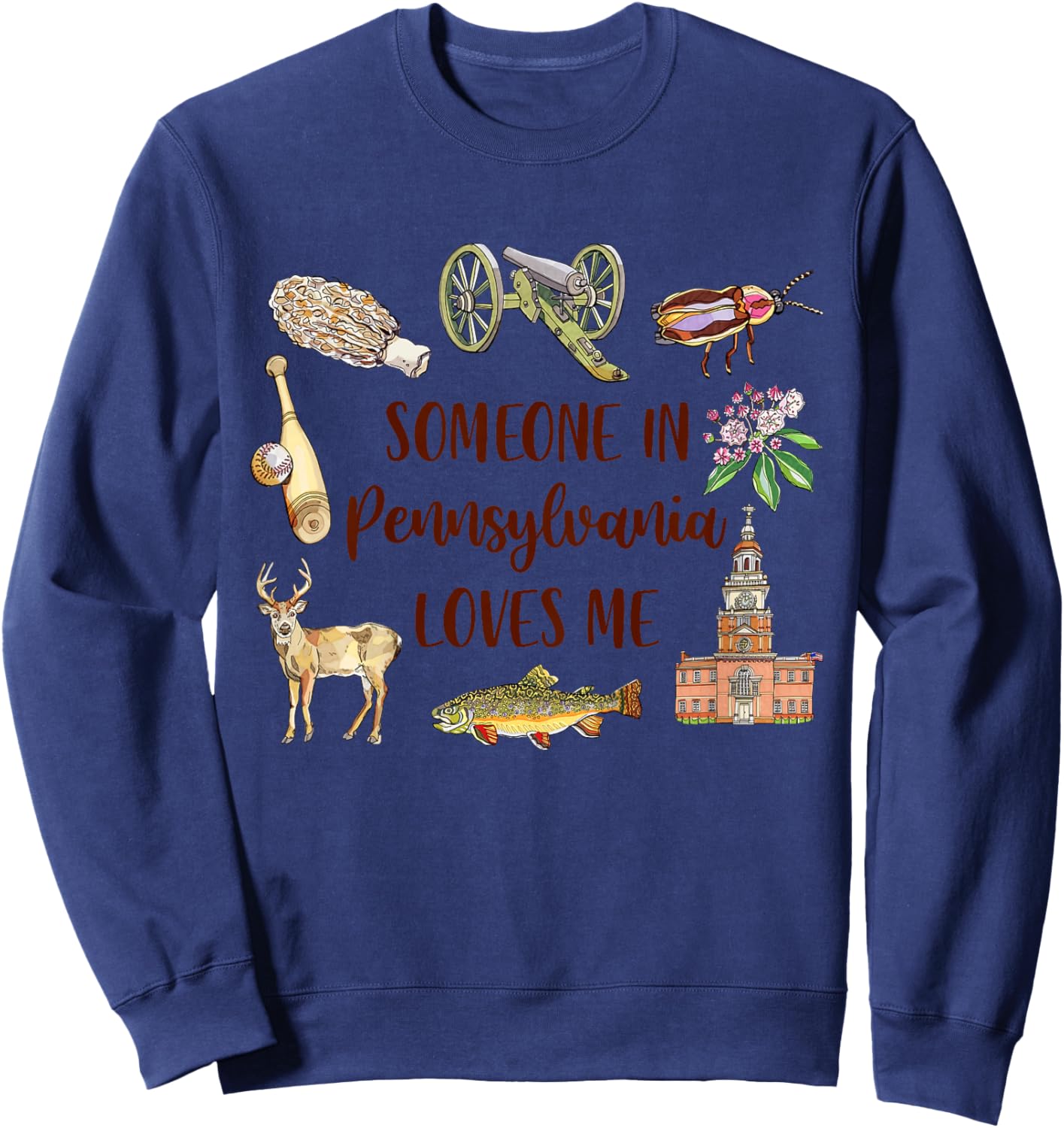 Kids Pennsylvania Baby Travel Someone In Pennsylvania Loves Me Sweatshirt - Sweatshirt | Navy