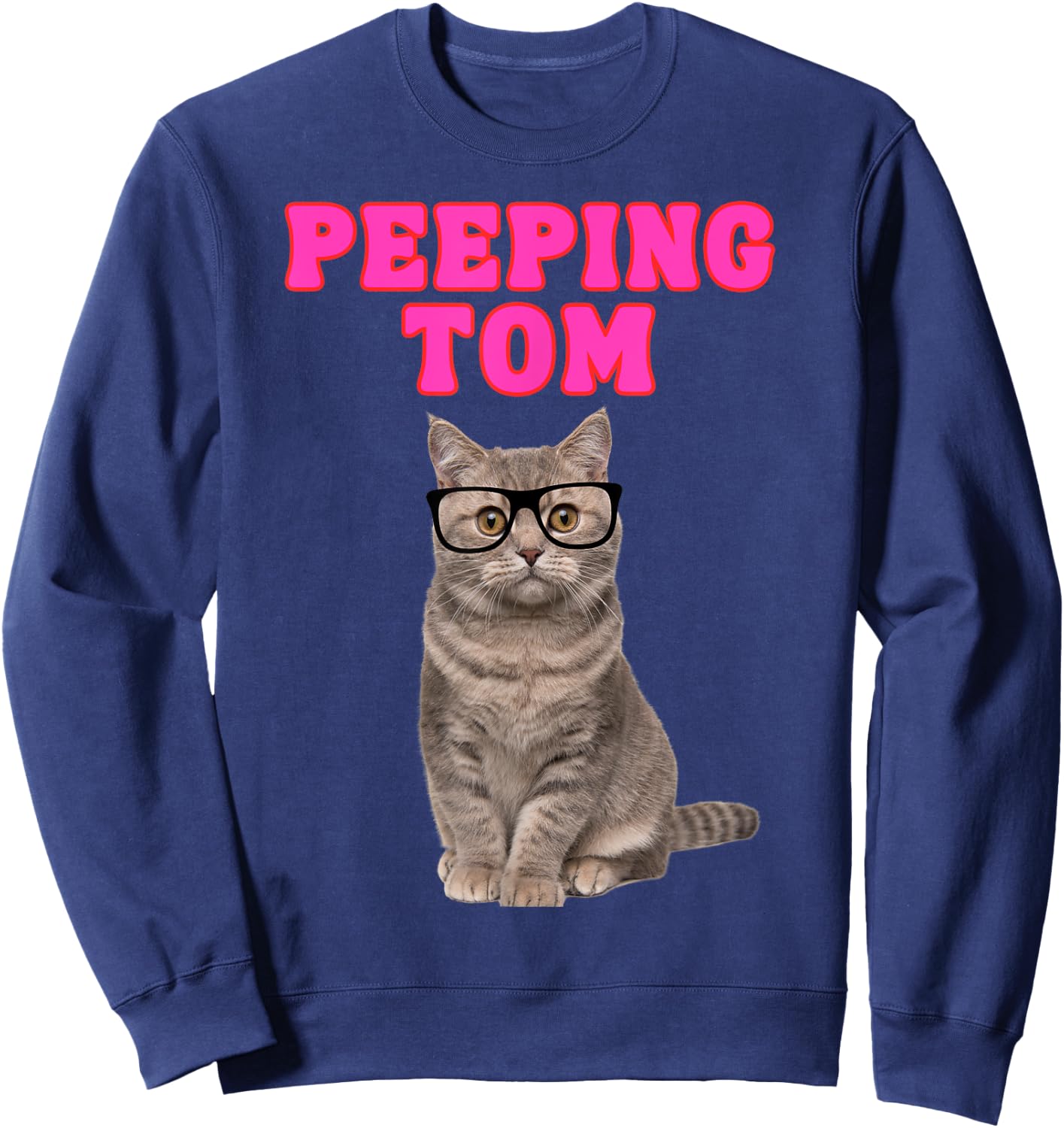 Peeping Tom Cat with Spectacles Sweatshirt - Sweatshirt | Navy